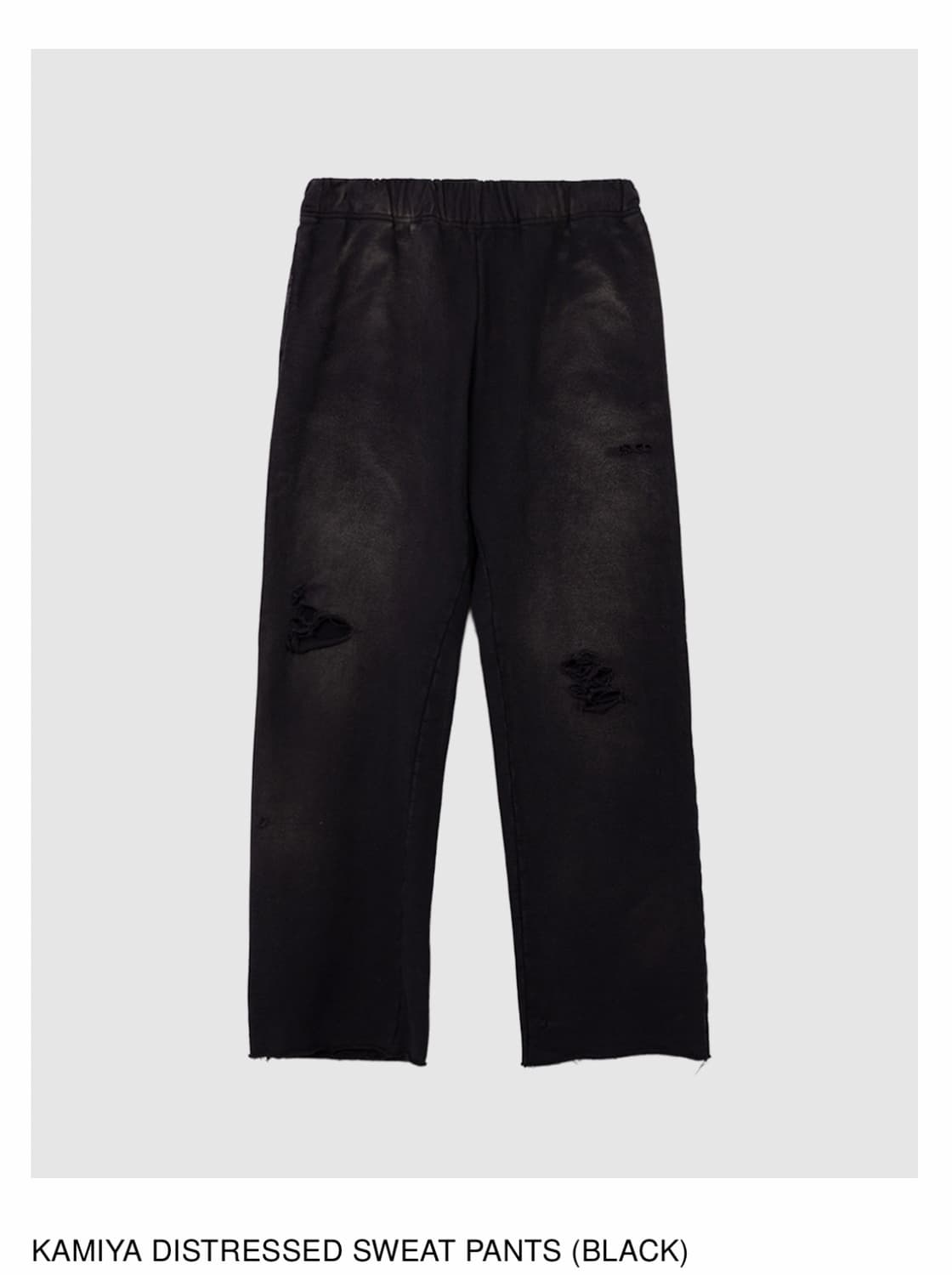 KAMIYA DISTRESSED SWEAT PANTS (BLACK) 상품이미지1