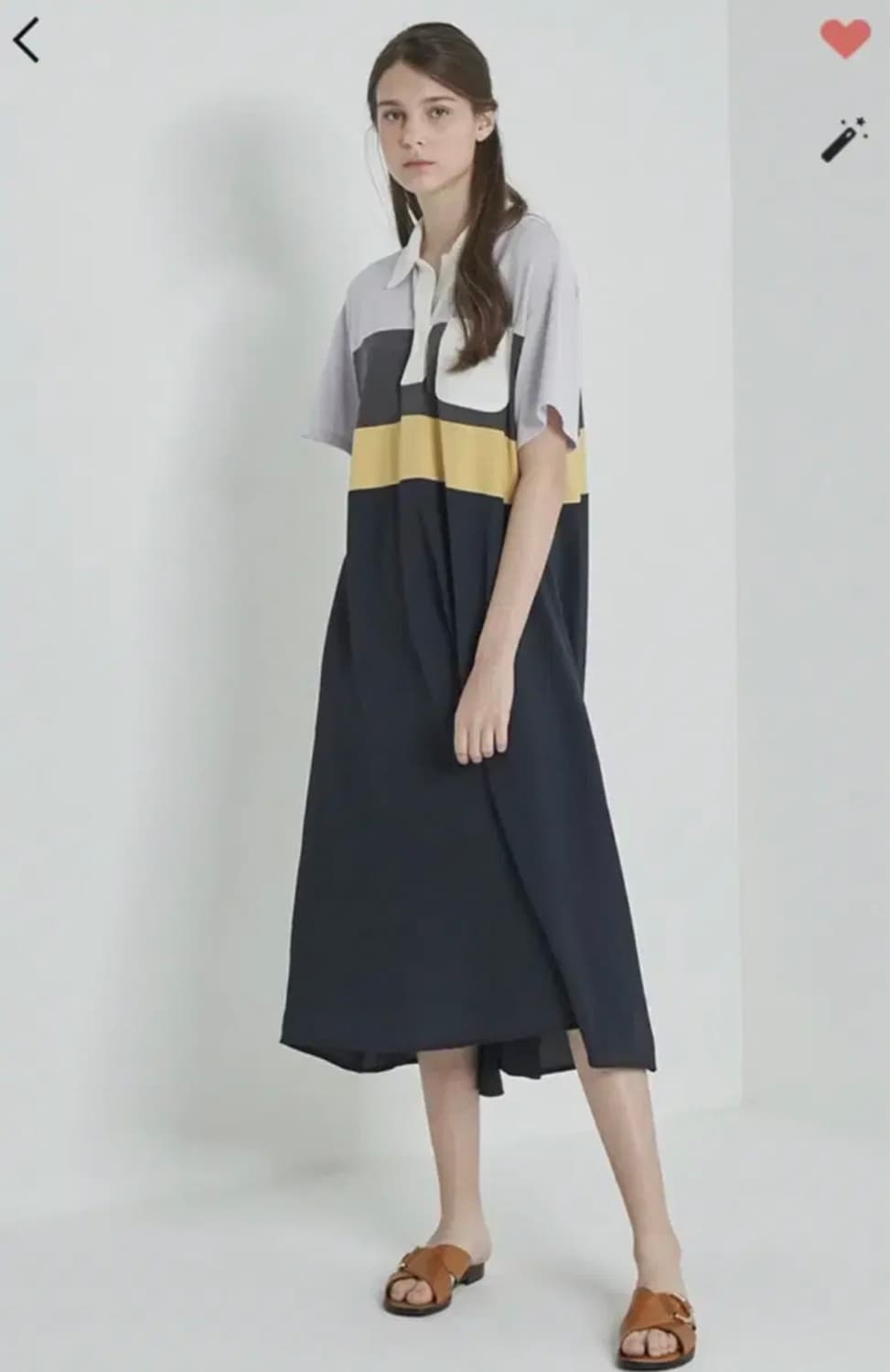 SJSJ 컬러블록 오픈카라 드레스 상품이미지1