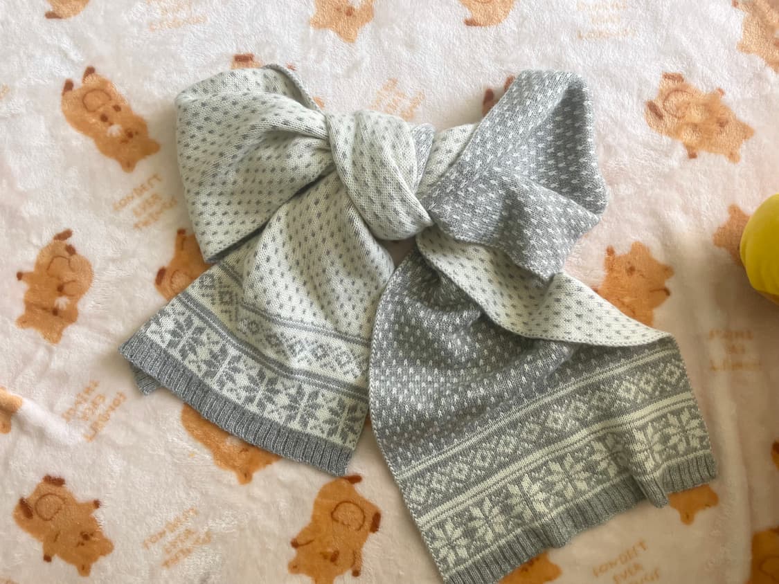 모리걸 빈티지 그레이 눈꽃 노르딕 머플러 🤍🤍 상품이미지1