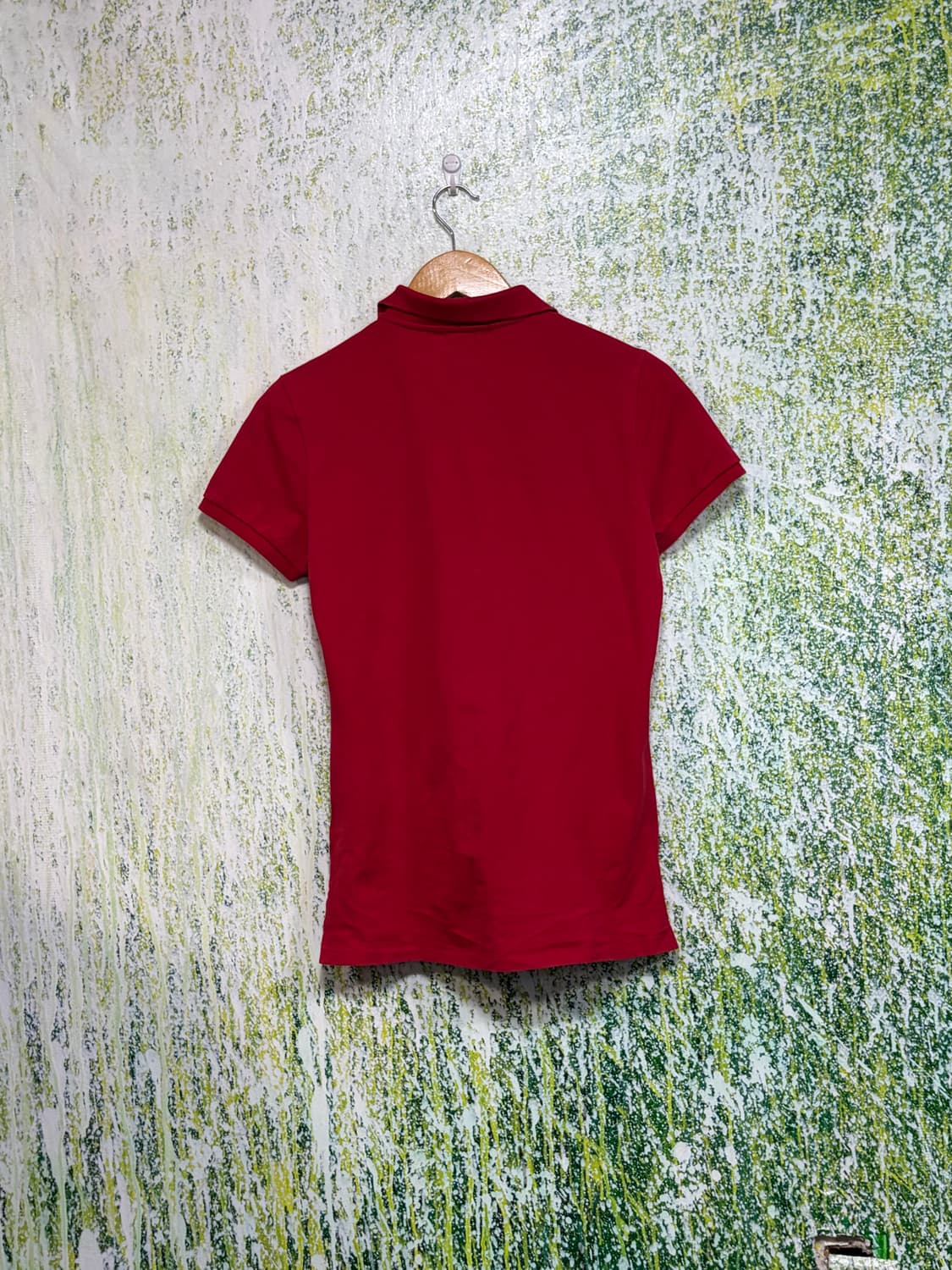 폴로 빅포니 치프키프 와펜 자수 로고 가죽패치 레드 카라 반팔 티셔츠 M 상품이미지8