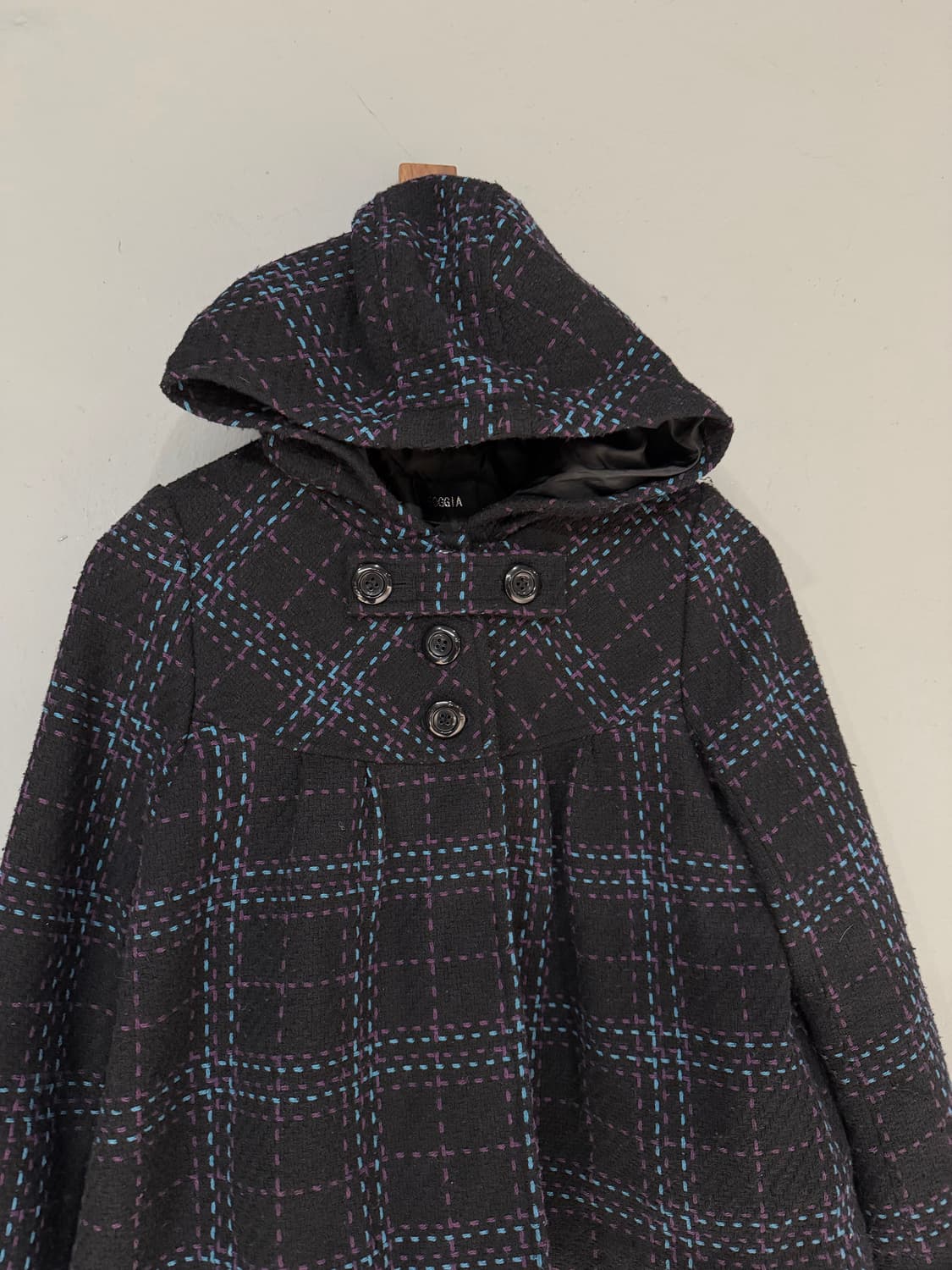 stitch check pattern hood coat 상품이미지6