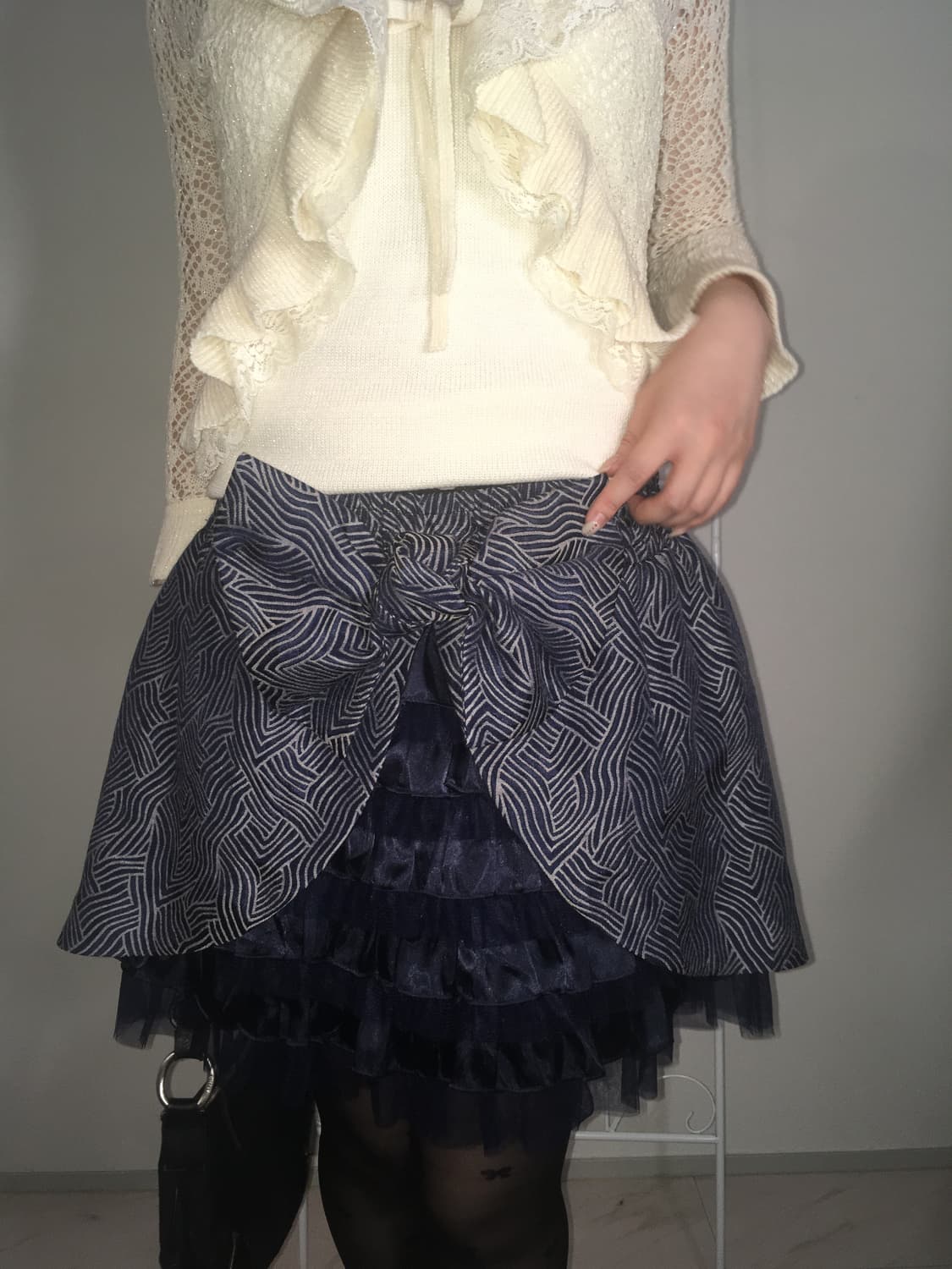 Jpn vintage ribbon unique cancan skirt 상품이미지5