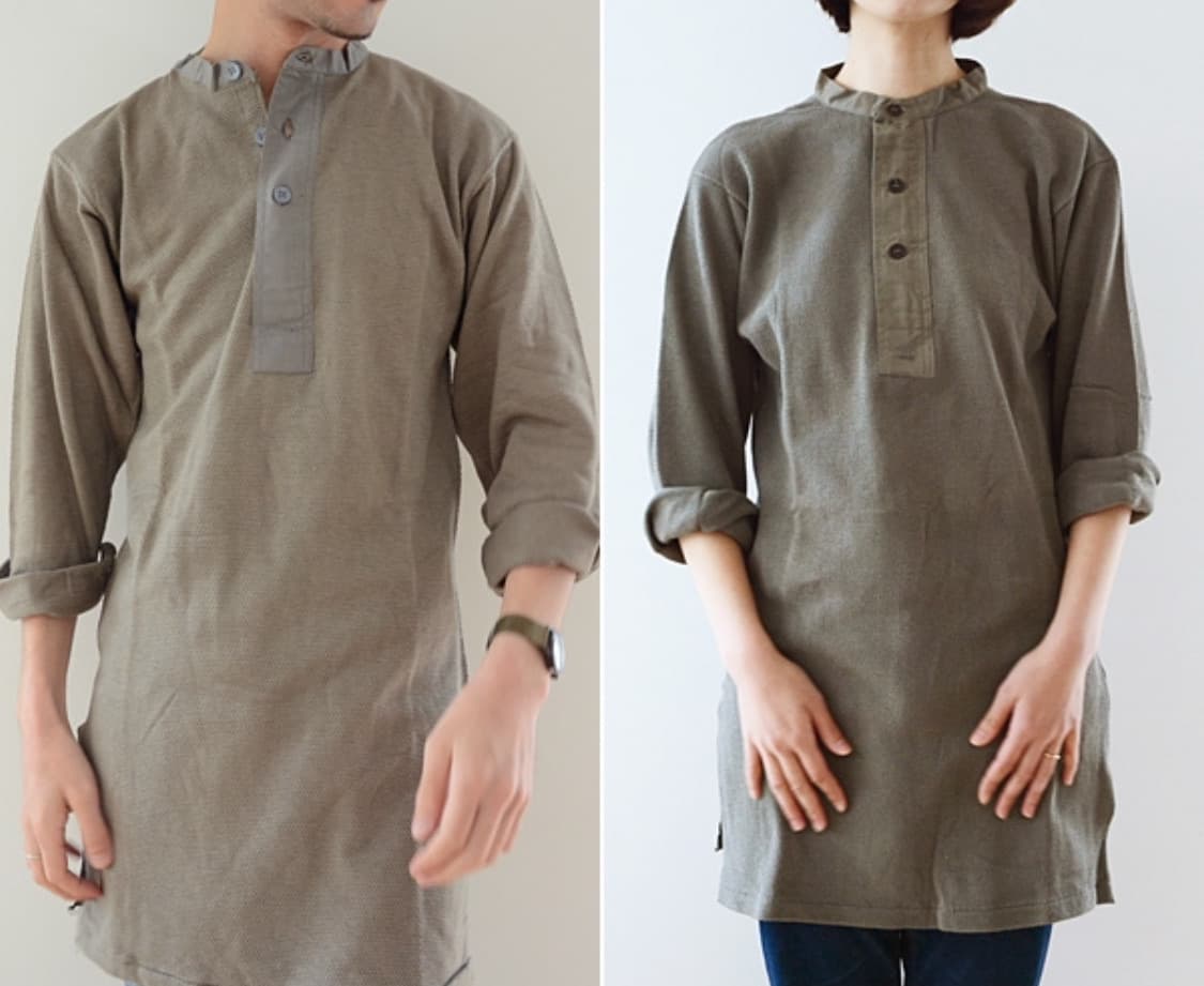 SWEDEN ARMY M-39 언더웨어 외플 헨리넥 셔츠=스웨덴 군 상품이미지3