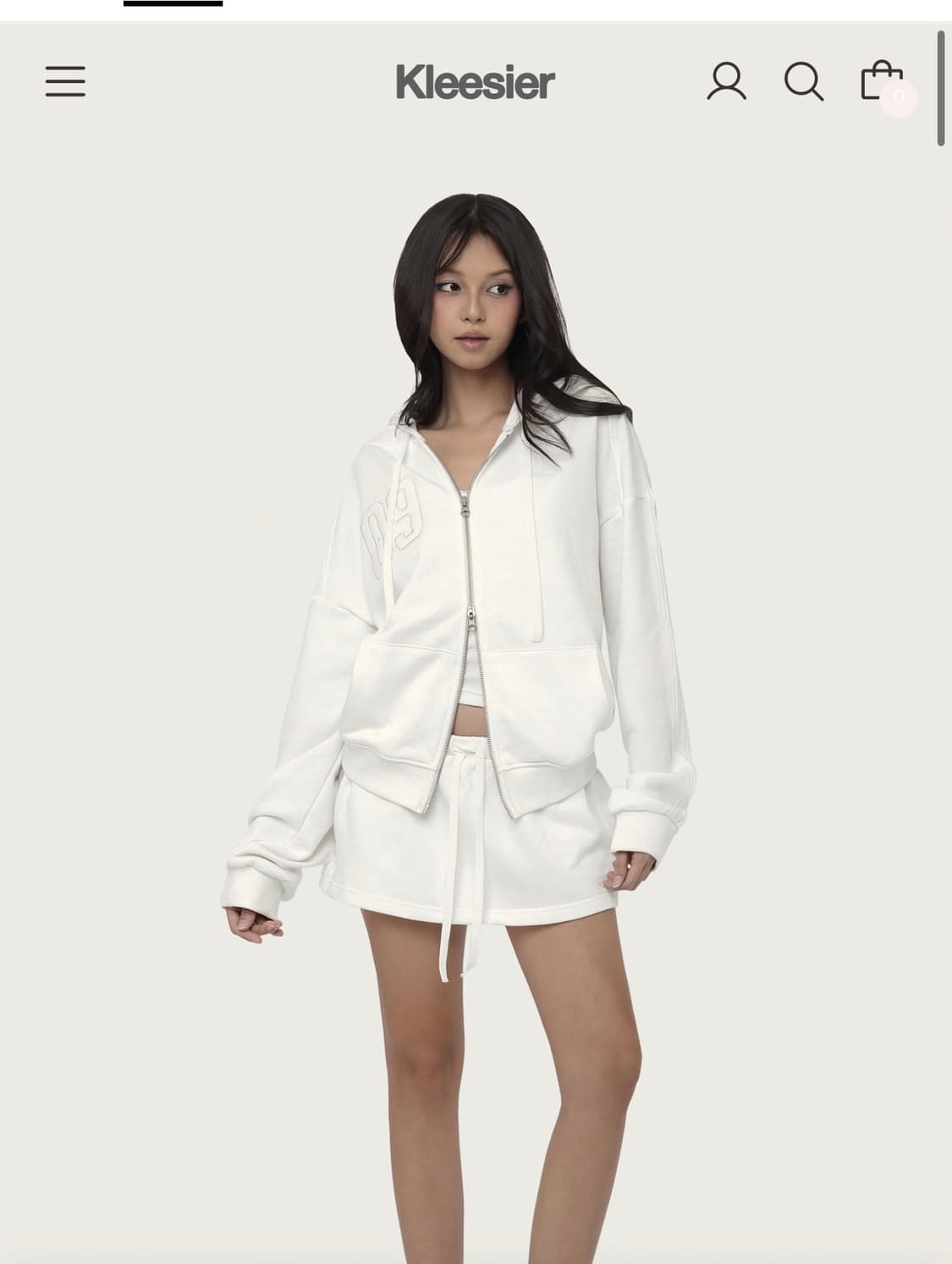 새상품 클리시어 넘버링 09 후드집업 화이트 상품이미지1