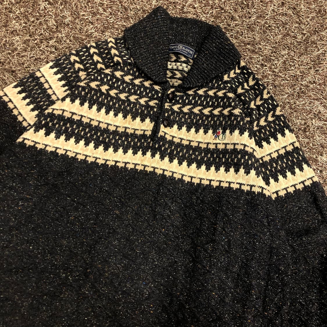 까르뜨블랑슈 울 패턴 카라 니트 스웨터 상품이미지2