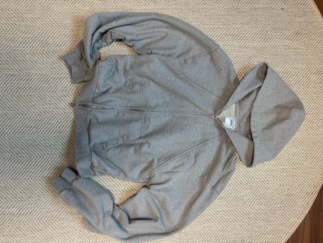 ignore Destroyed Crop Hoodie Zip Gray  상품이미지1