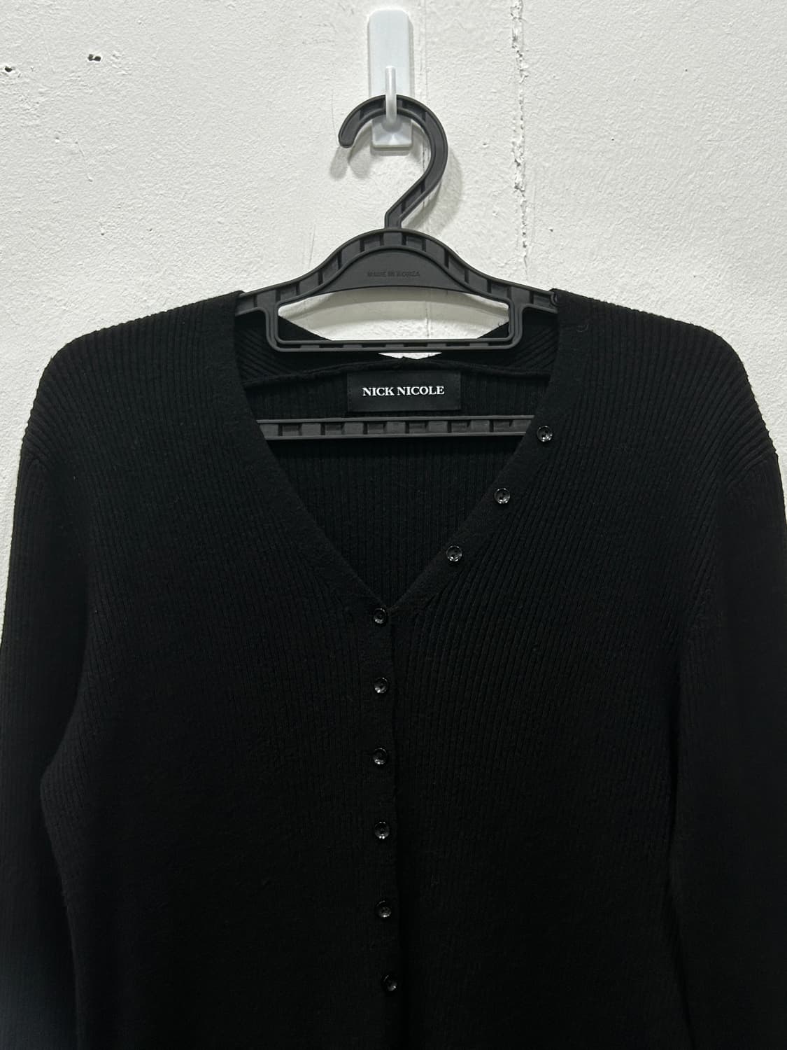닉앤니콜 골지 슬림 가디건 블랙 상품이미지4