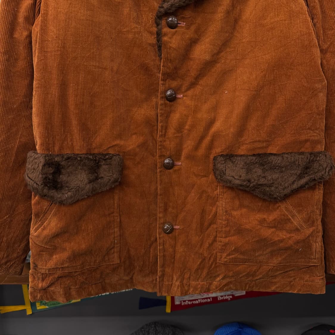 90s LLBEAN 엘엘빈 코듀로이 퍼 랜치 시어링 하프 코트 상품이미지4