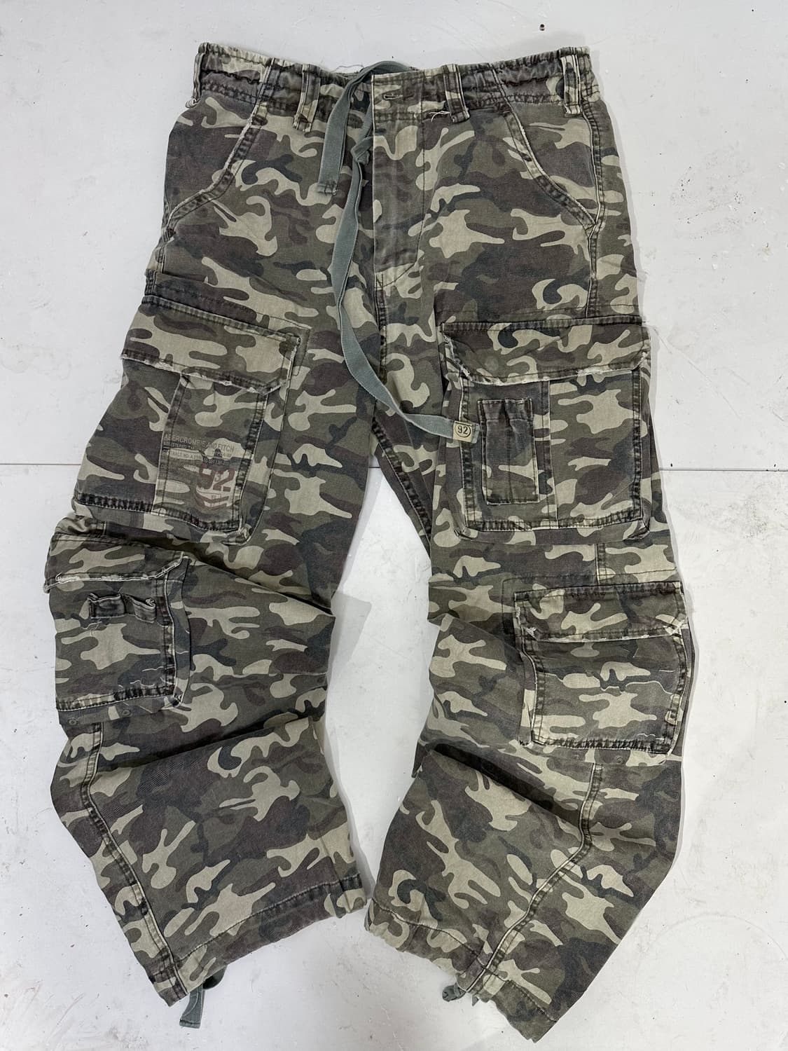 빈티지 카키 멀티 포켓 와이드 카모 카고 팬츠 상품이미지4