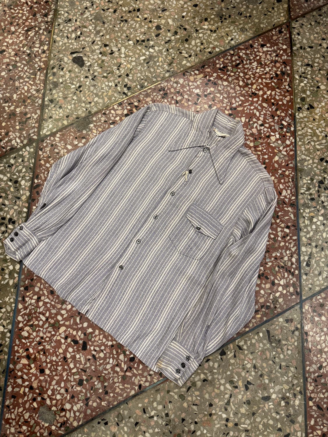 60s Towncraft 스트라이프 레이온셔츠 (M) 상품이미지3