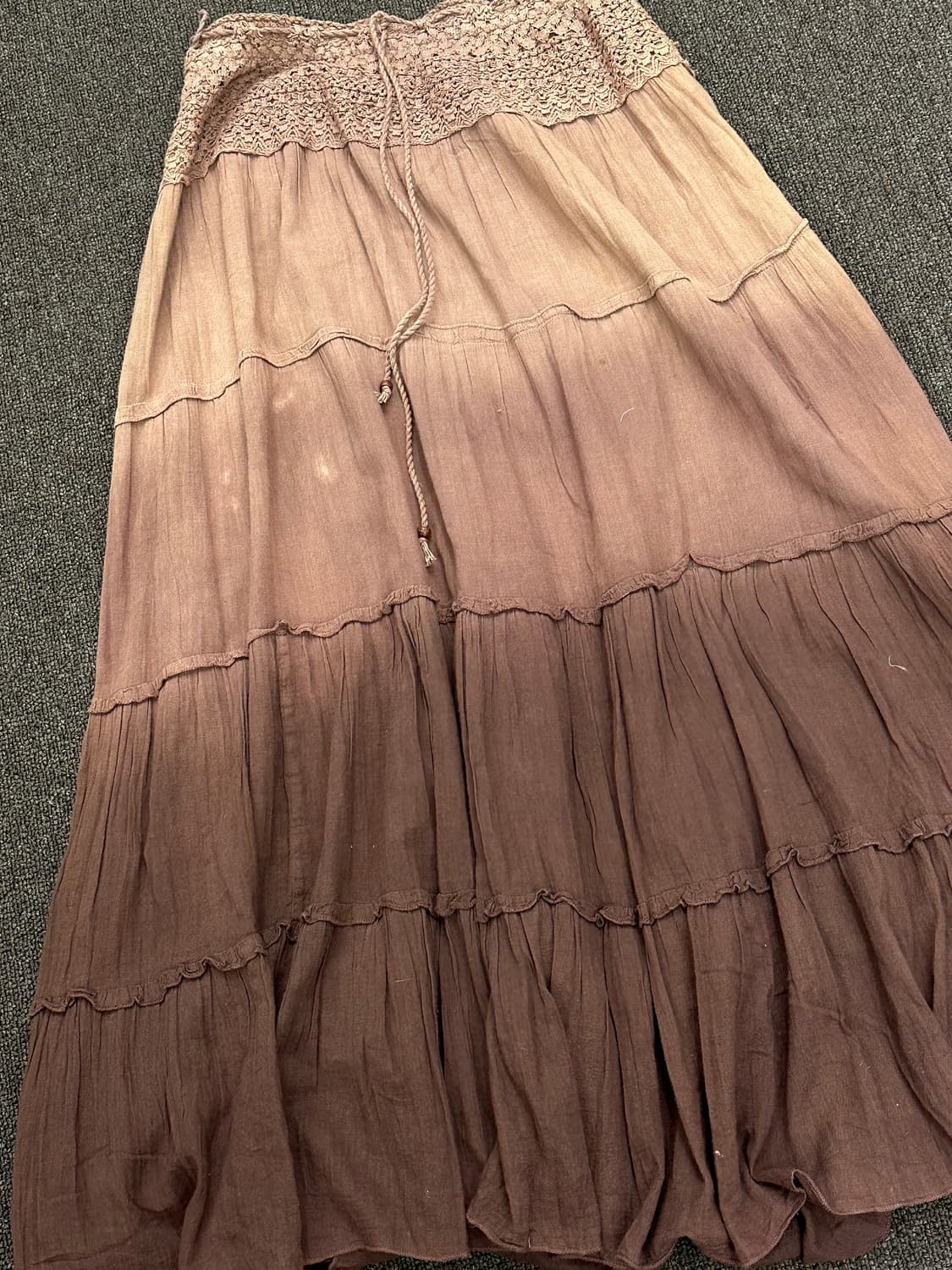 M)Japanese vintage 레이스 자수 그라데이션 롱스커트 상품이미지4