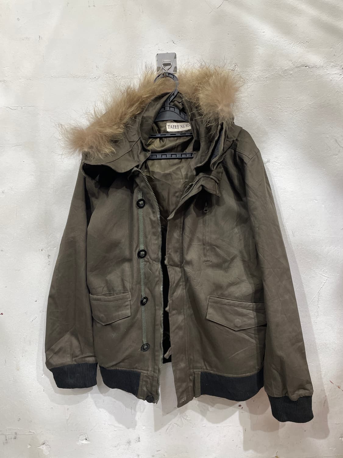 일본빈티지 울프죠 퍼 후드 자켓 점퍼 y2k 크롭 야상 M. 상품이미지6