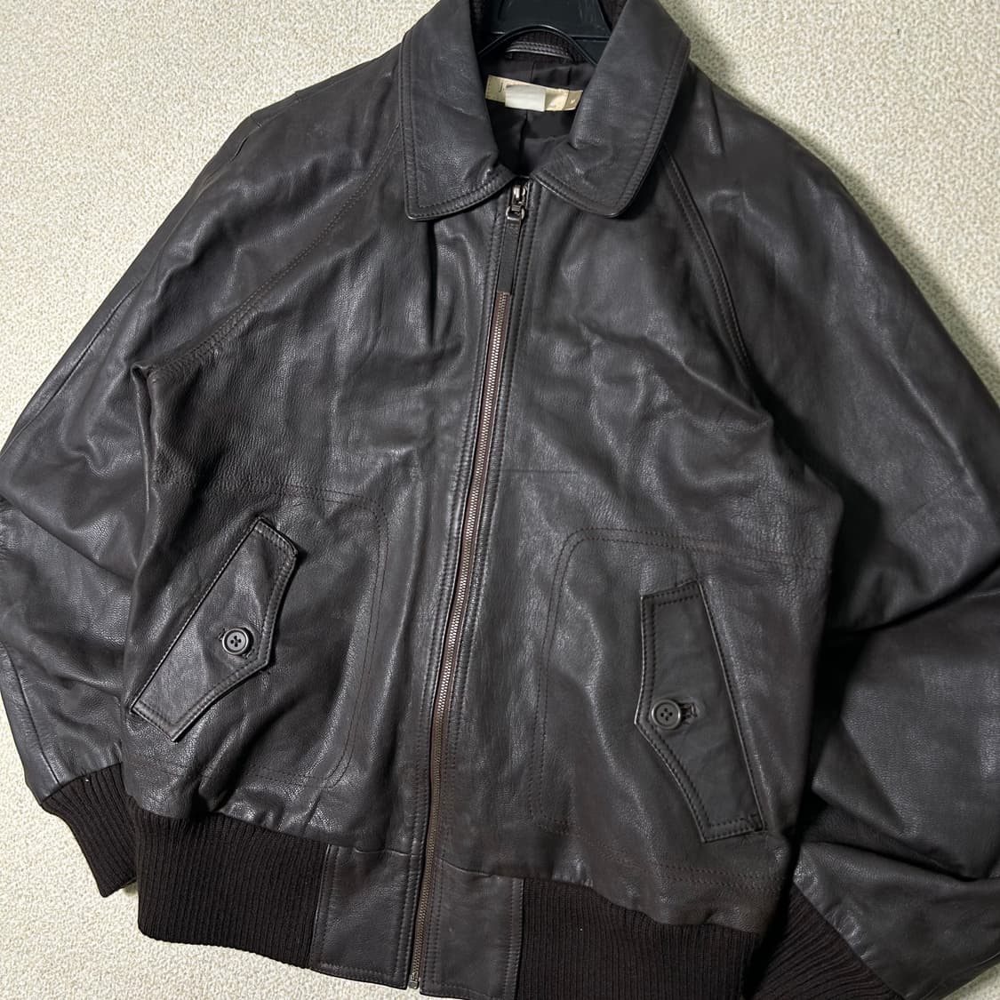  (M) 제이크루 브라운 가죽 봄버 자켓 상품이미지2