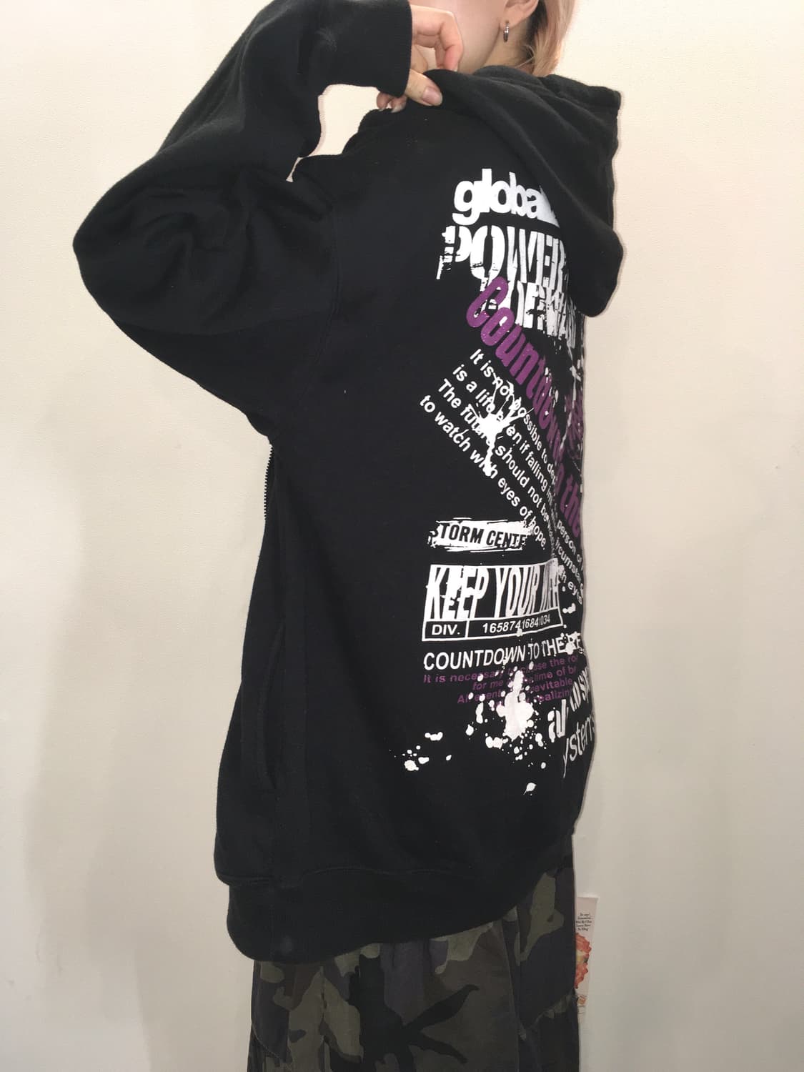 jpn vintage punk black purple hood zipup 상품이미지5