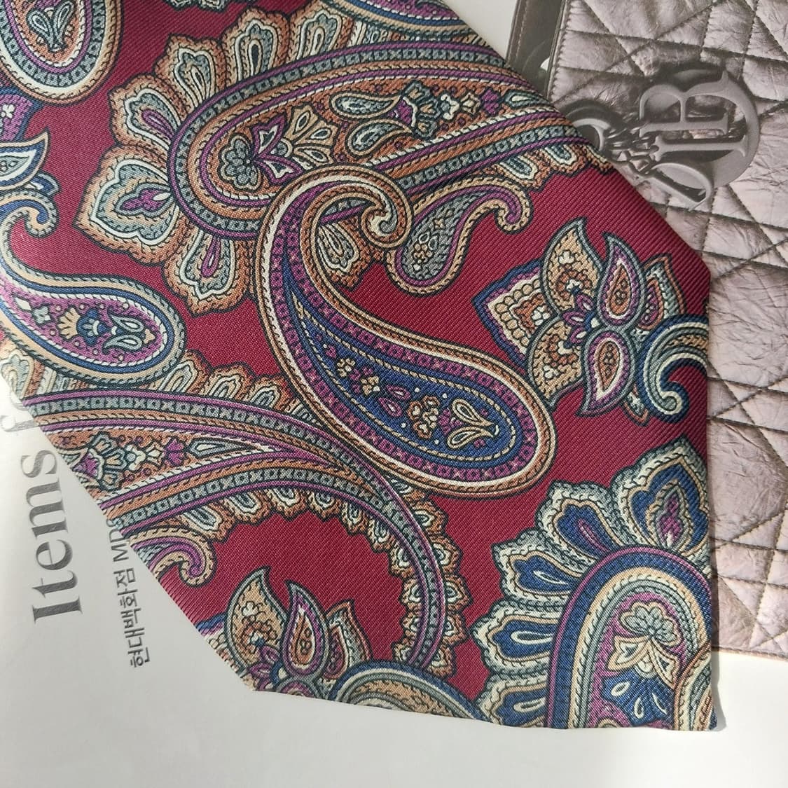 크리스찬 디올 와인 페이즐리 넥타이 9.5cm S~A+등급 K2530 상품이미지7