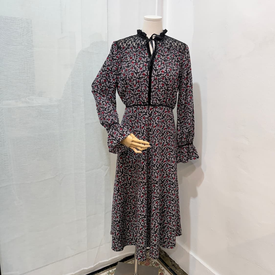 (S)미쏘 벨벳 시스루 꽃무늬 플라워 롱원피스 롱드레스 3739 상품이미지1