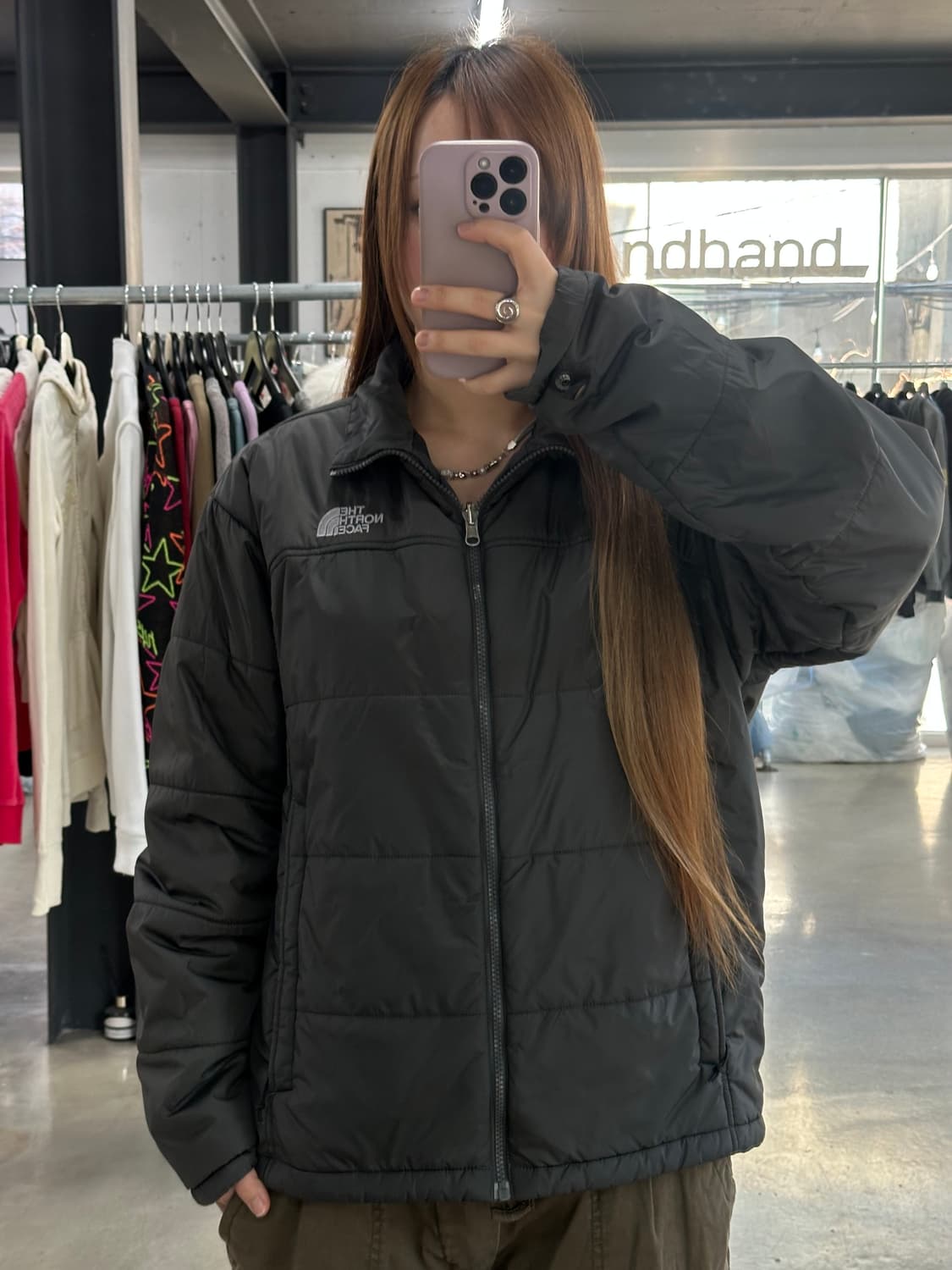 노스페이스 경량 패딩자켓 차콜 상품이미지3