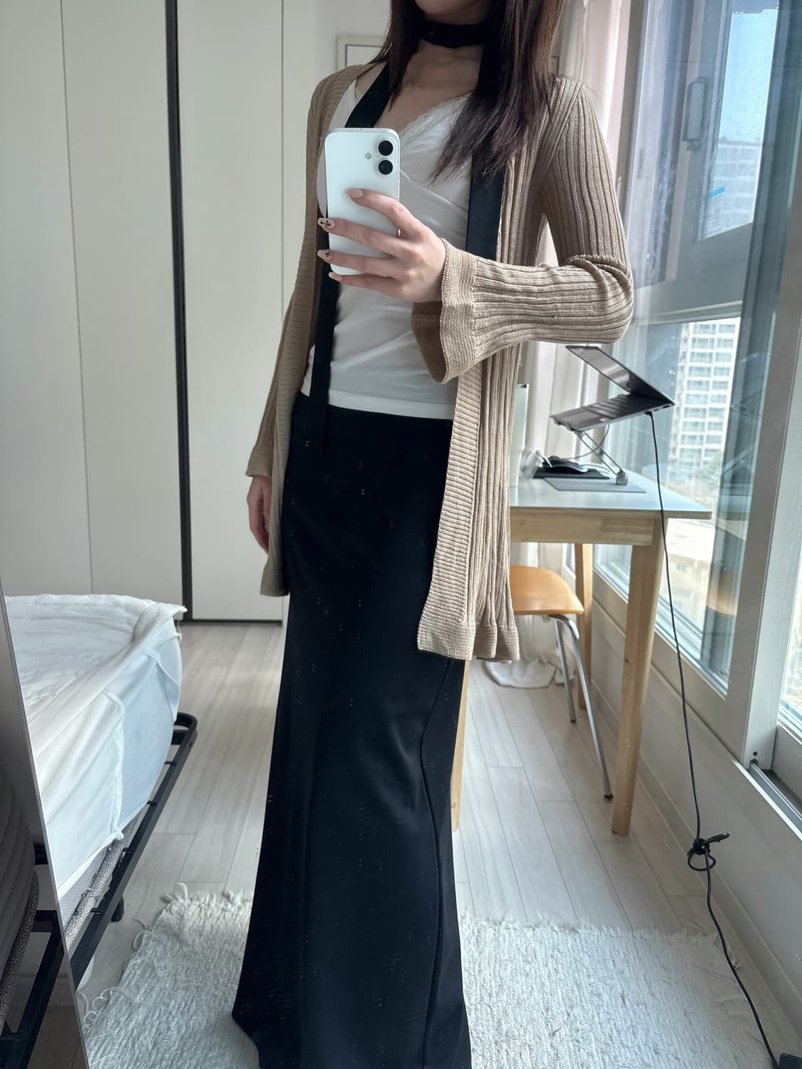 Rib Knit Flare Sleeve Robe 상품이미지4