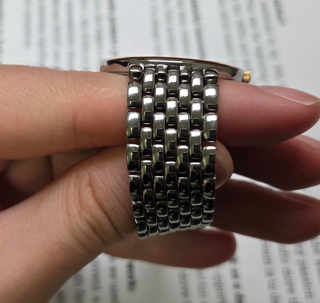 빈티지 오메가 드빌 18K베젤 블랙로만 슬림쿼츠 남성용 쌀알 브레이슬릿 상품이미지6