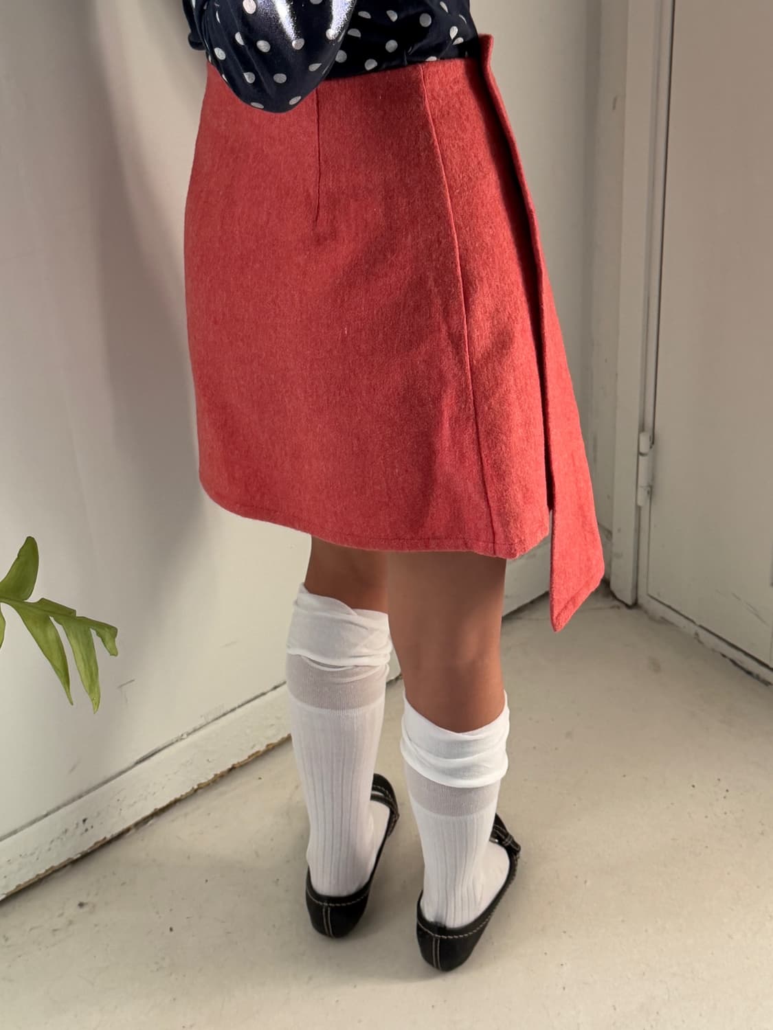 일본빈티지 핀턱 언발 랩스커트 상품이미지4