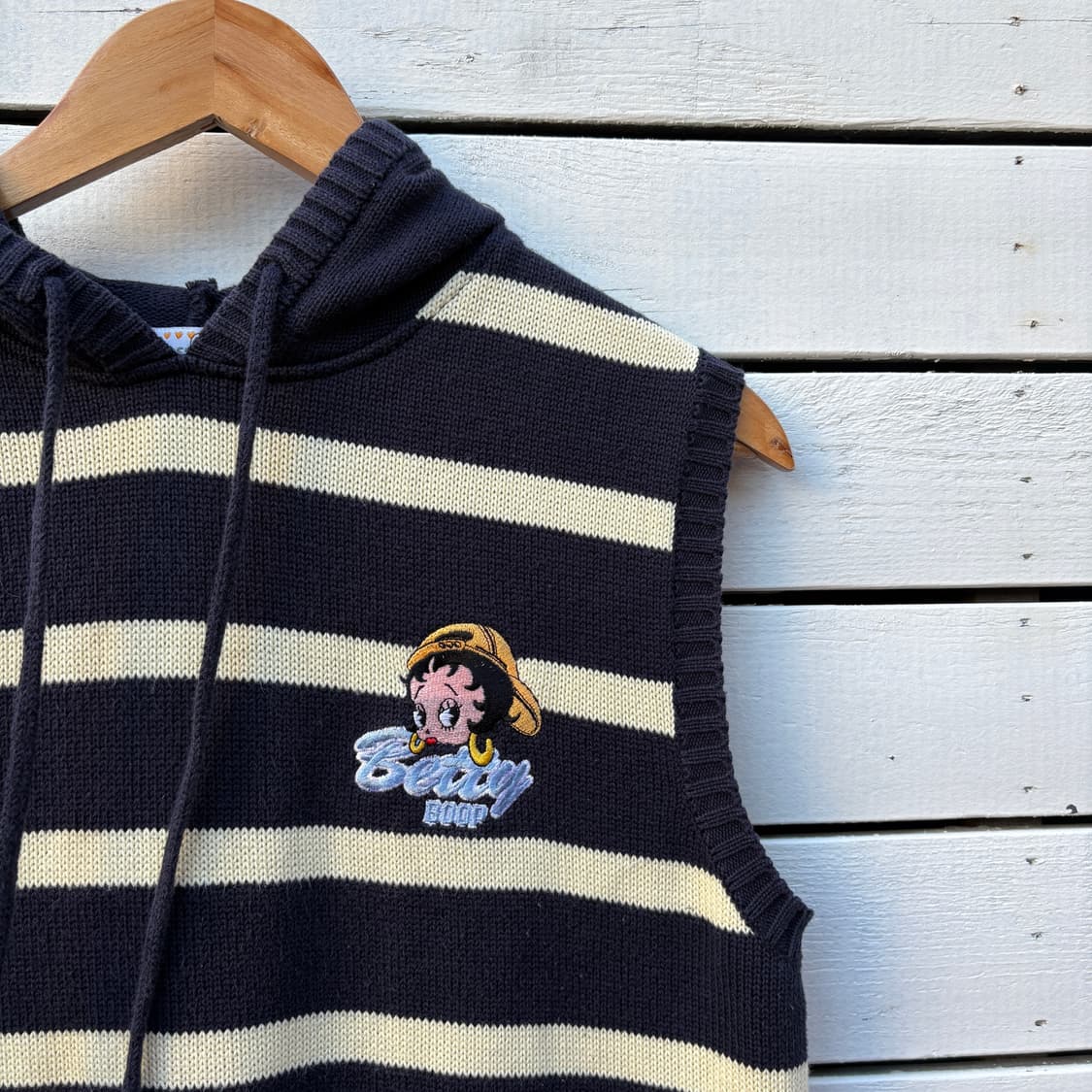 Betty boop 빈티지 베티붑 후드 니트 조끼 상품이미지4