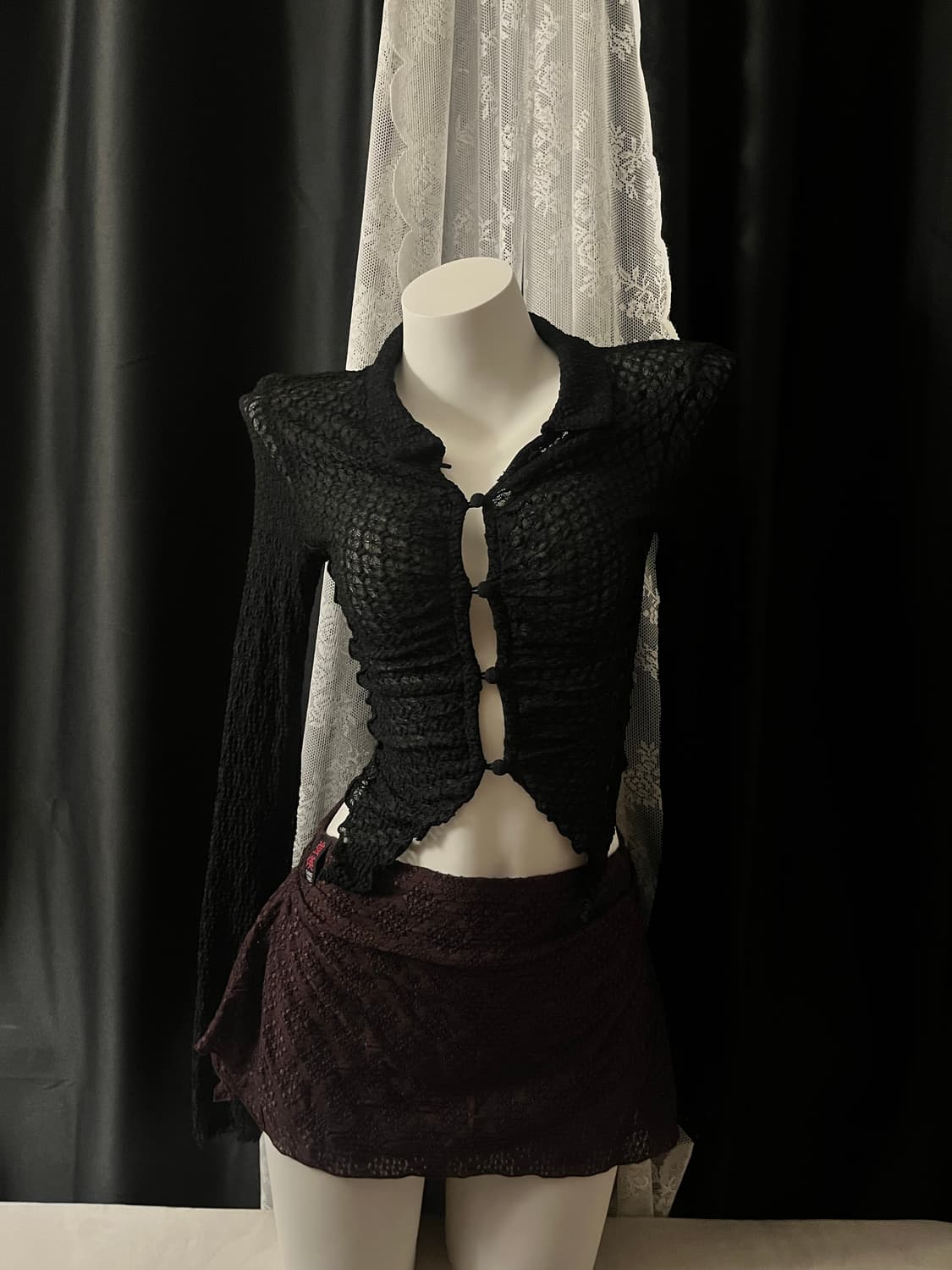 WEGANGYOUNG BURGUNDY MINI SKIRT 상품이미지1