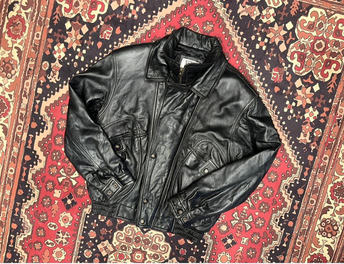 ( L-XL ) 가죽자켓 레더자켓 빈티지가죽 바이커가죽 항공점퍼 블루종 상품이미지1