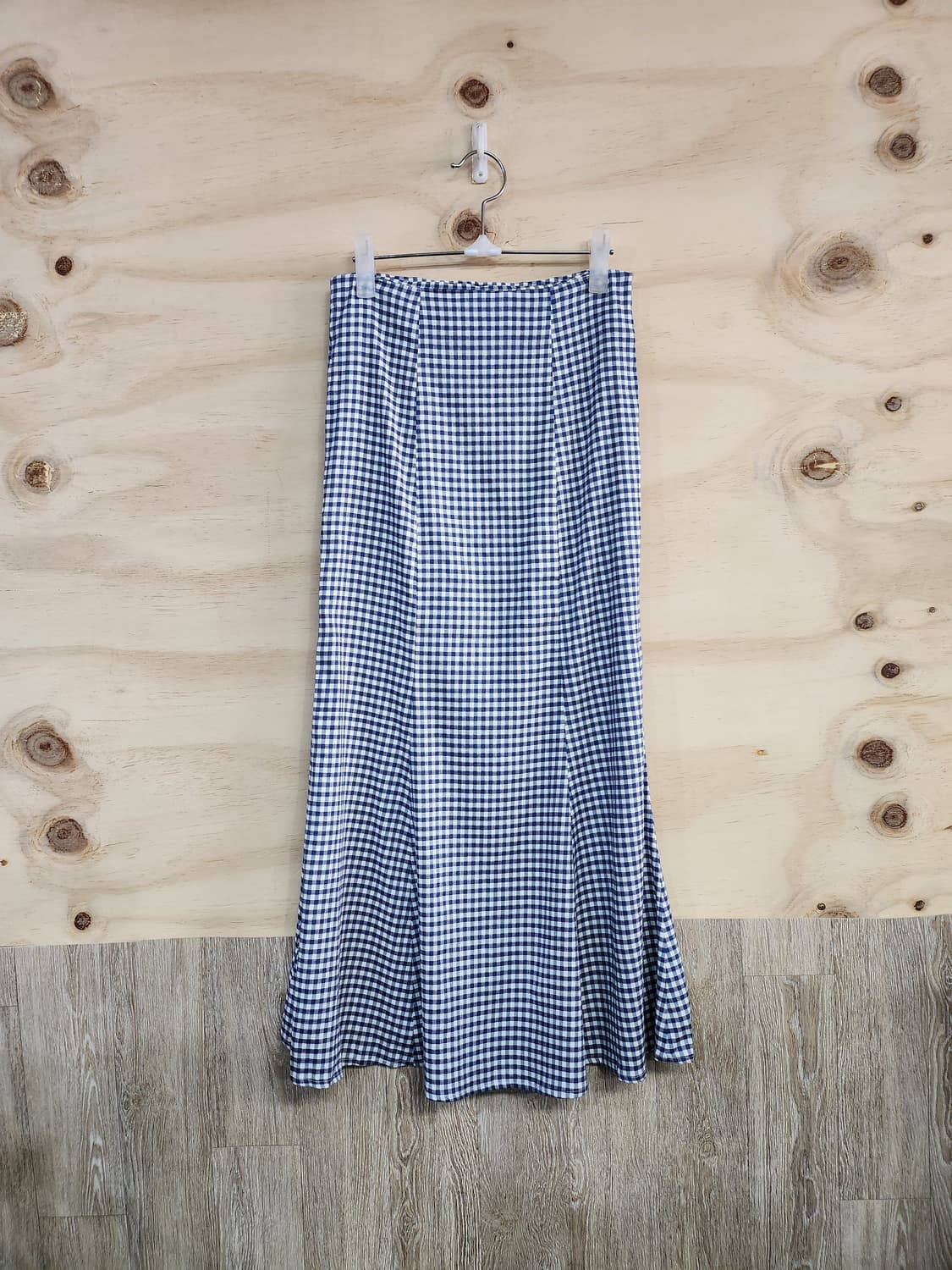 340) 유메르 UMER 린넨블렌드 체크 롱 스커트 상품이미지1