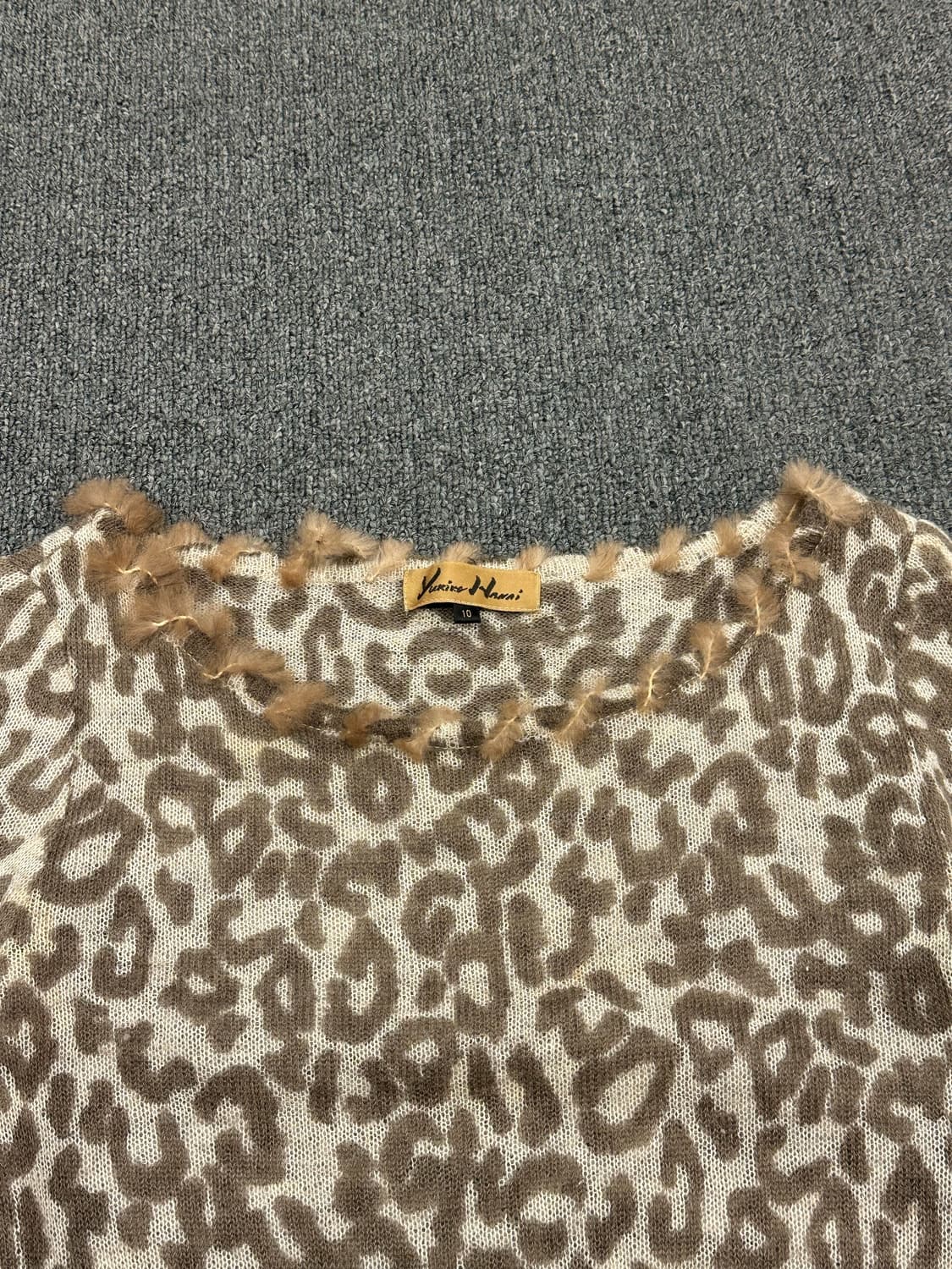 10)Japanese vintage 여성 레오파드 퍼 트리밍 니트 탑 상품이미지3