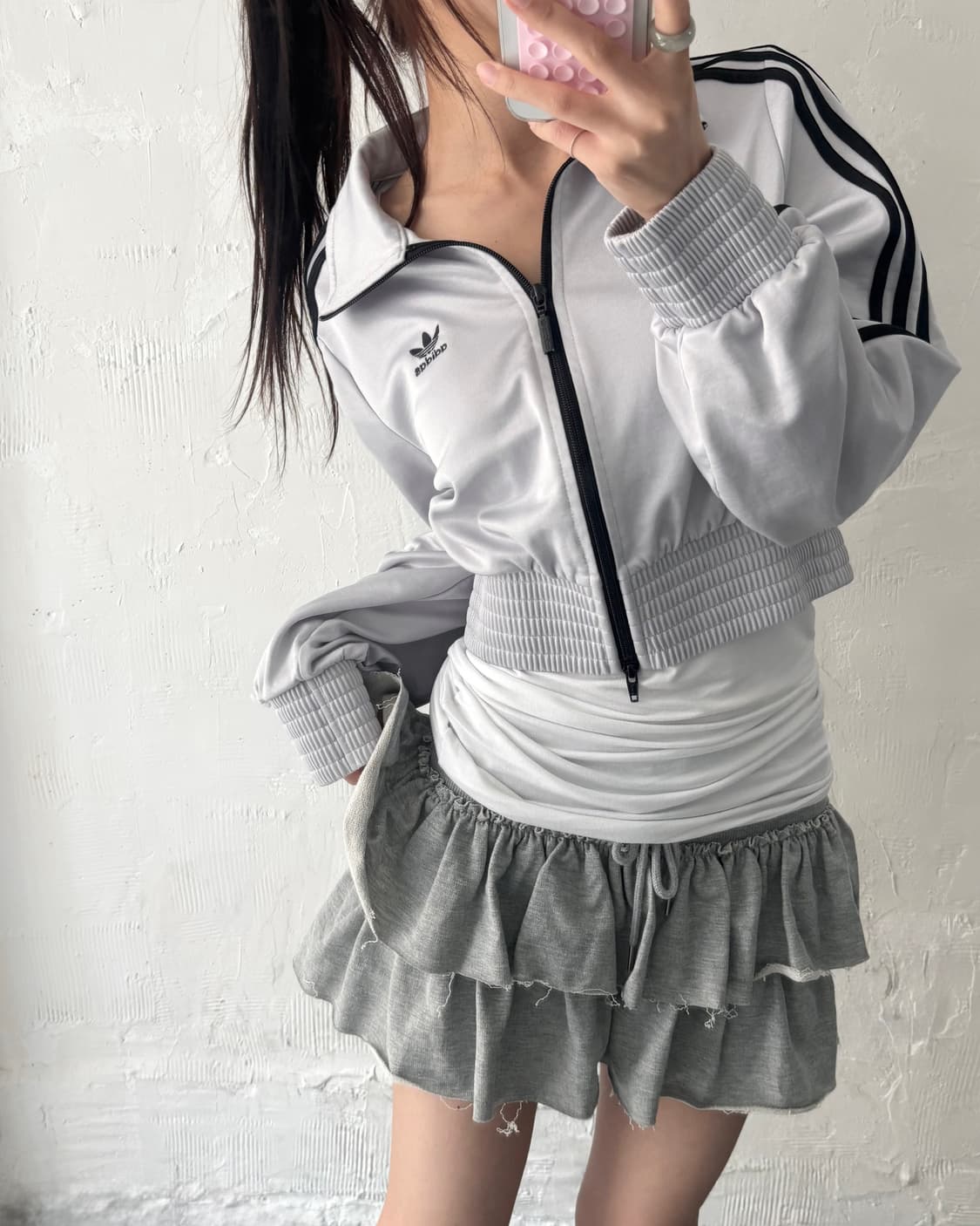 Adidas 아디다스 실버그레이 컬러 크롭 트랙 집업자켓 상품이미지3