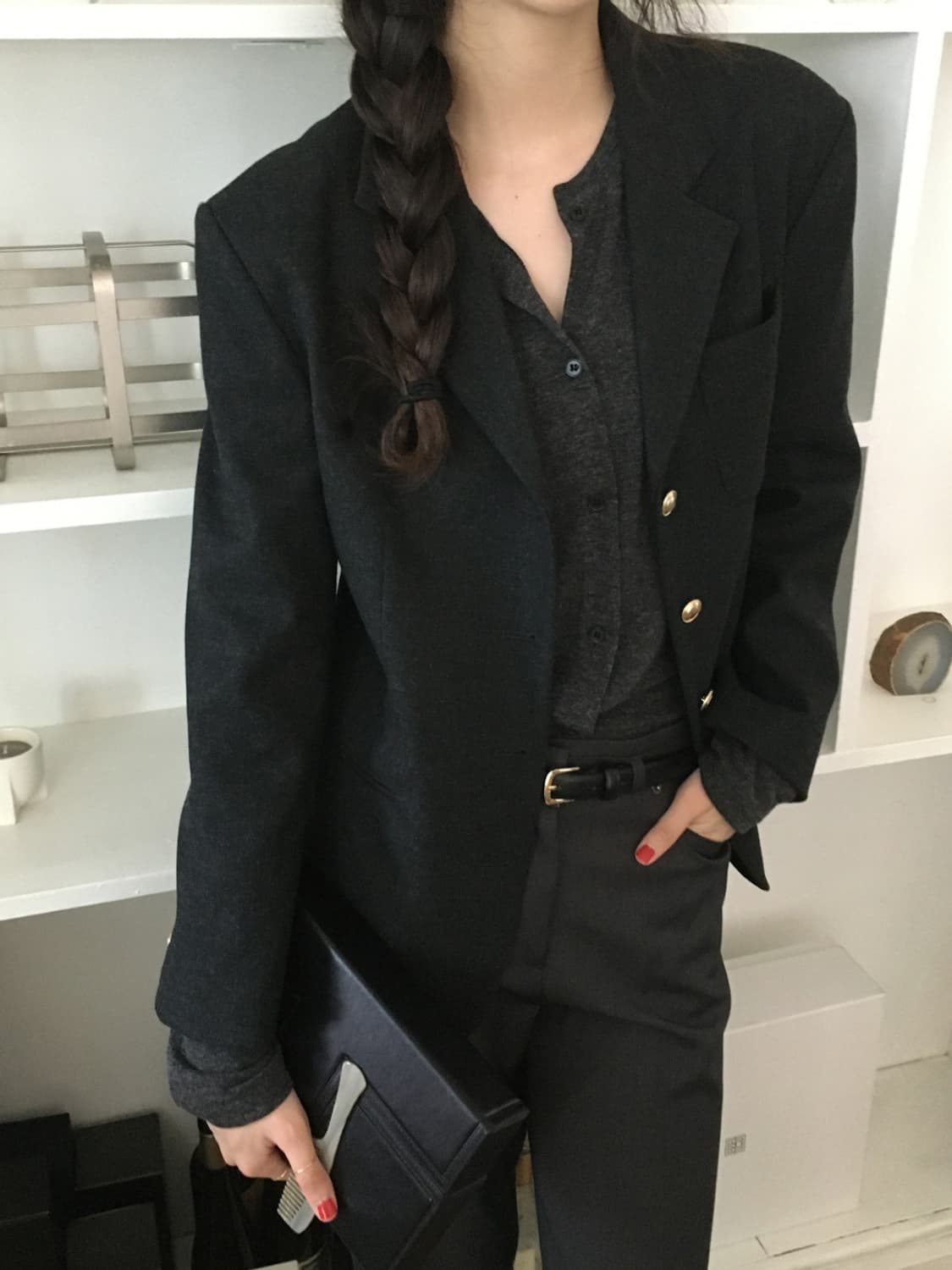 (택O) 714center classic wool jacket (차콜) 상품이미지5