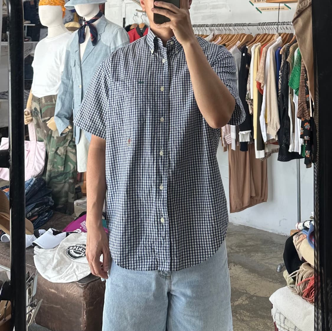 (착용컷) TOMMY HILFIGER 체크 반팔 셔츠 (남성용 100) 상품이미지3