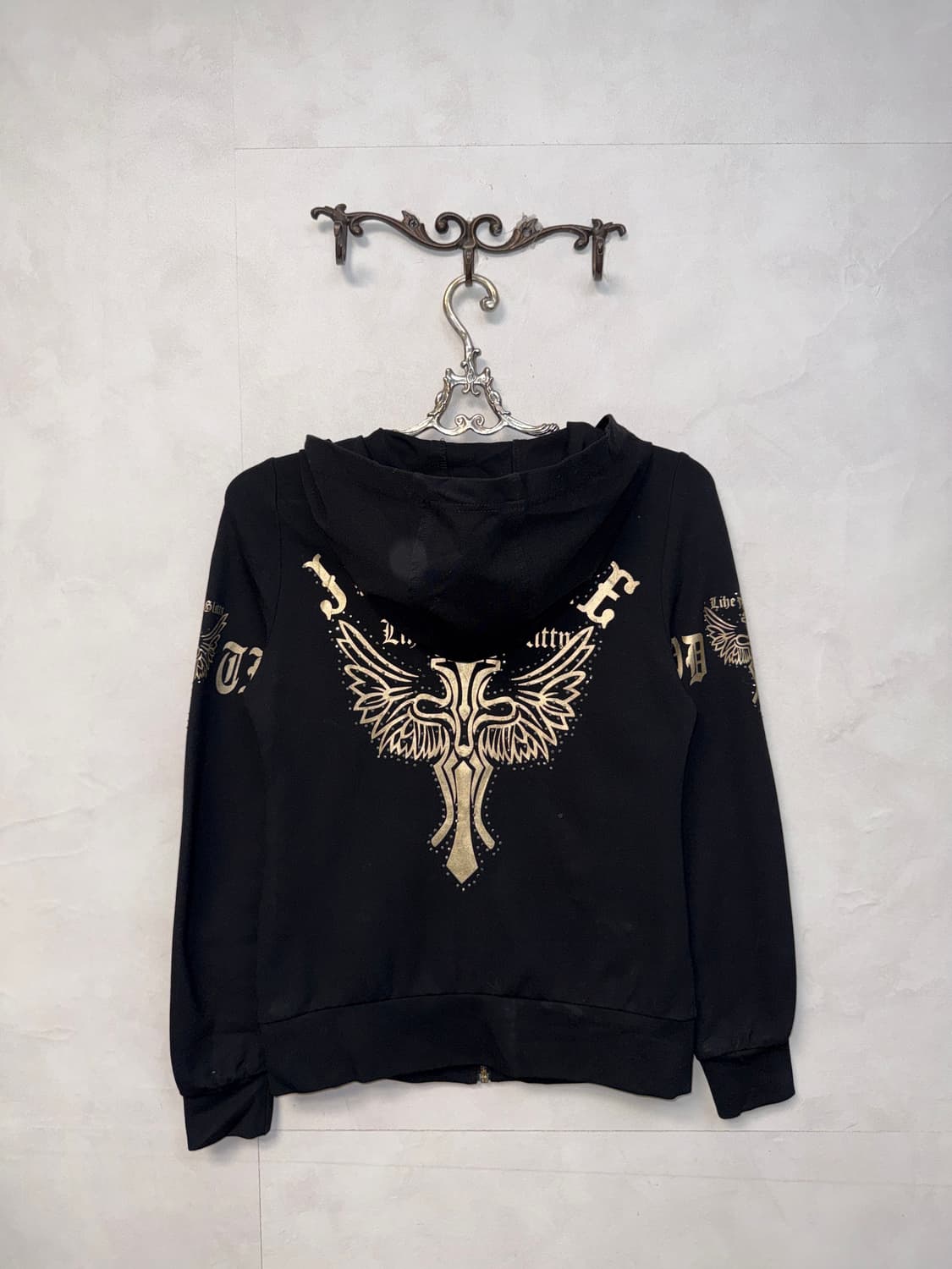 Black gold punk printing hood zipup 상품이미지4