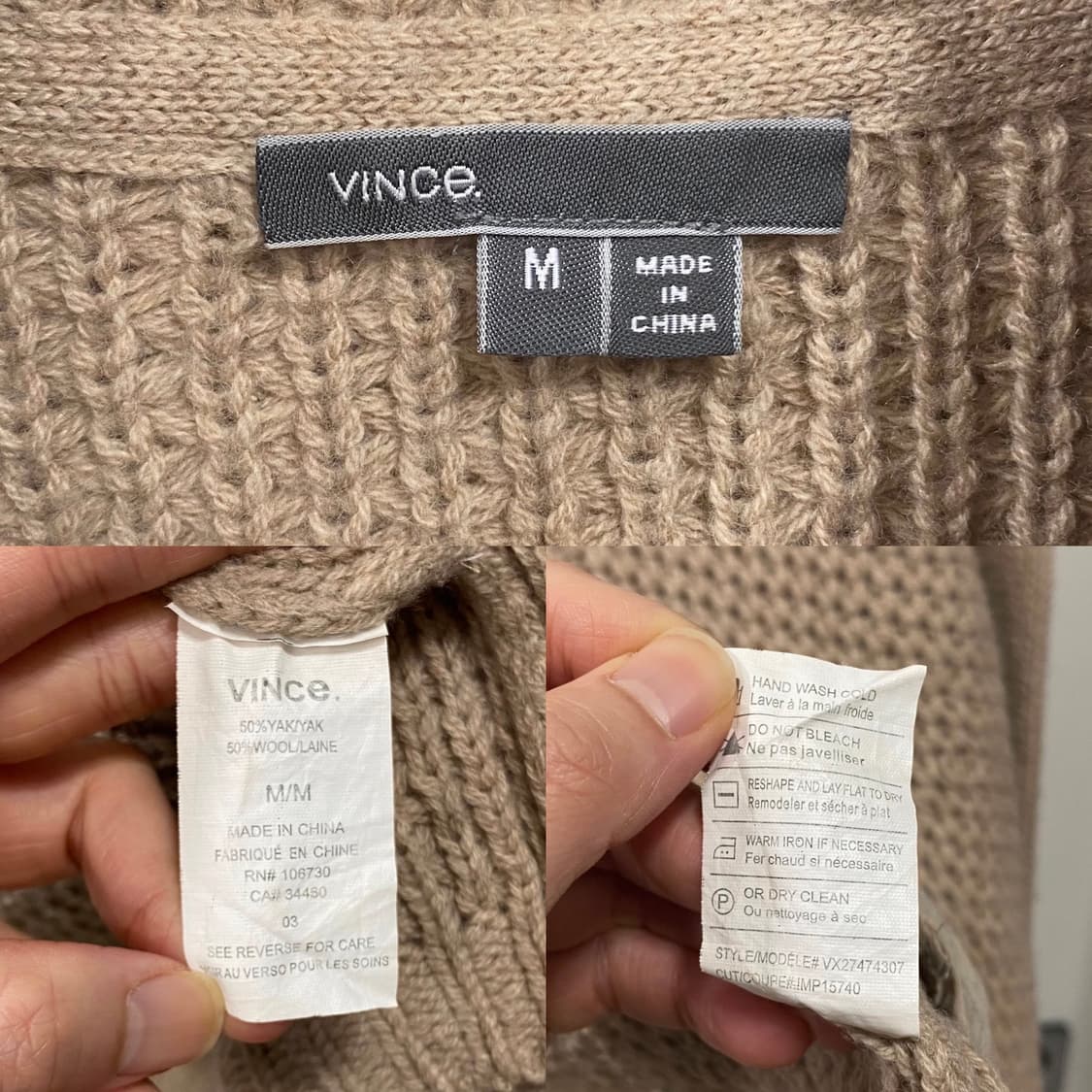 빈스 야크 울 숄카라 케이프 가디건 상품이미지4