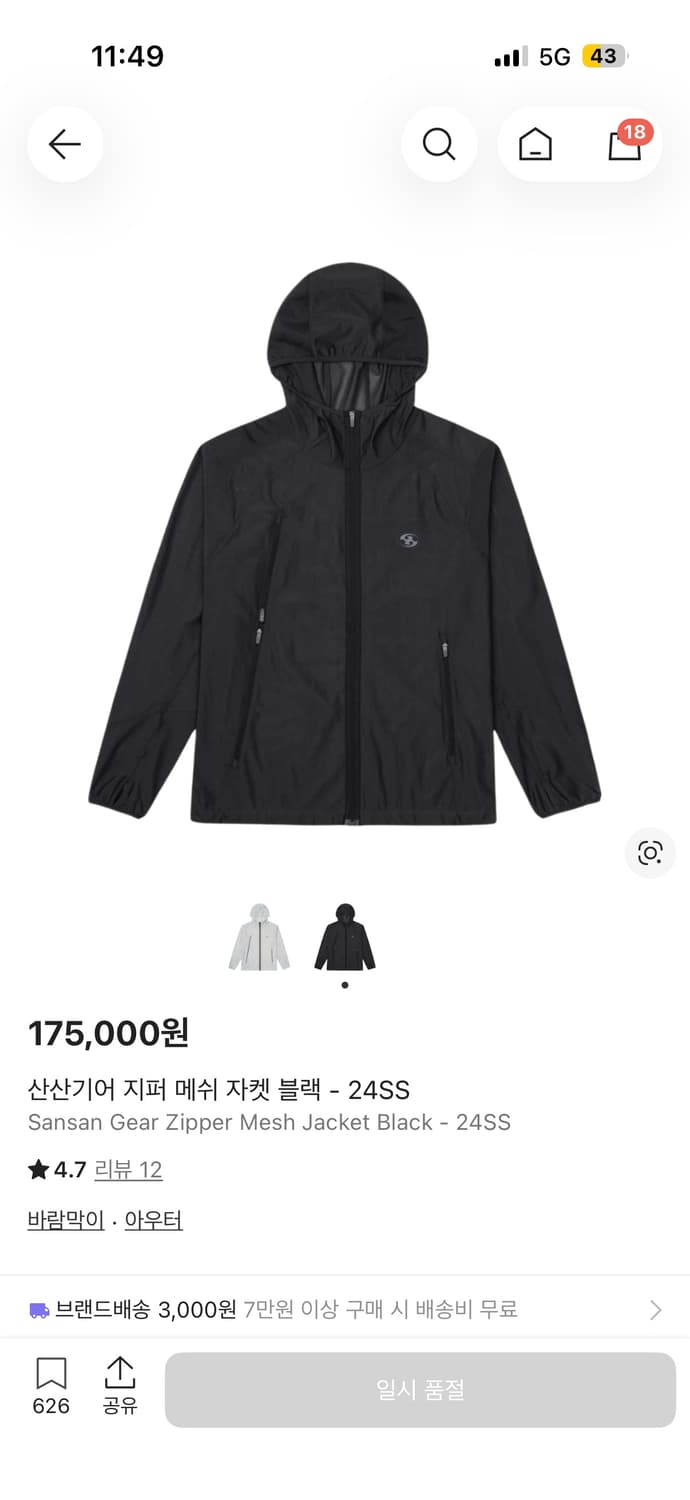 산산기어 지퍼 메쉬 자켓 상품이미지1