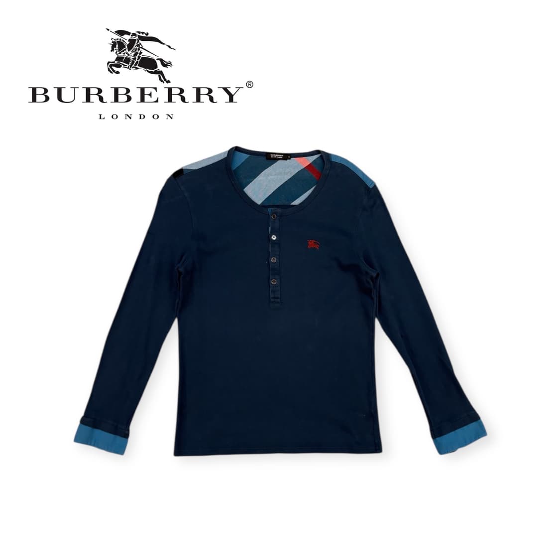 버버리 블랙라벨 체크숄더 헨리넥 롱슬리브 상품이미지1