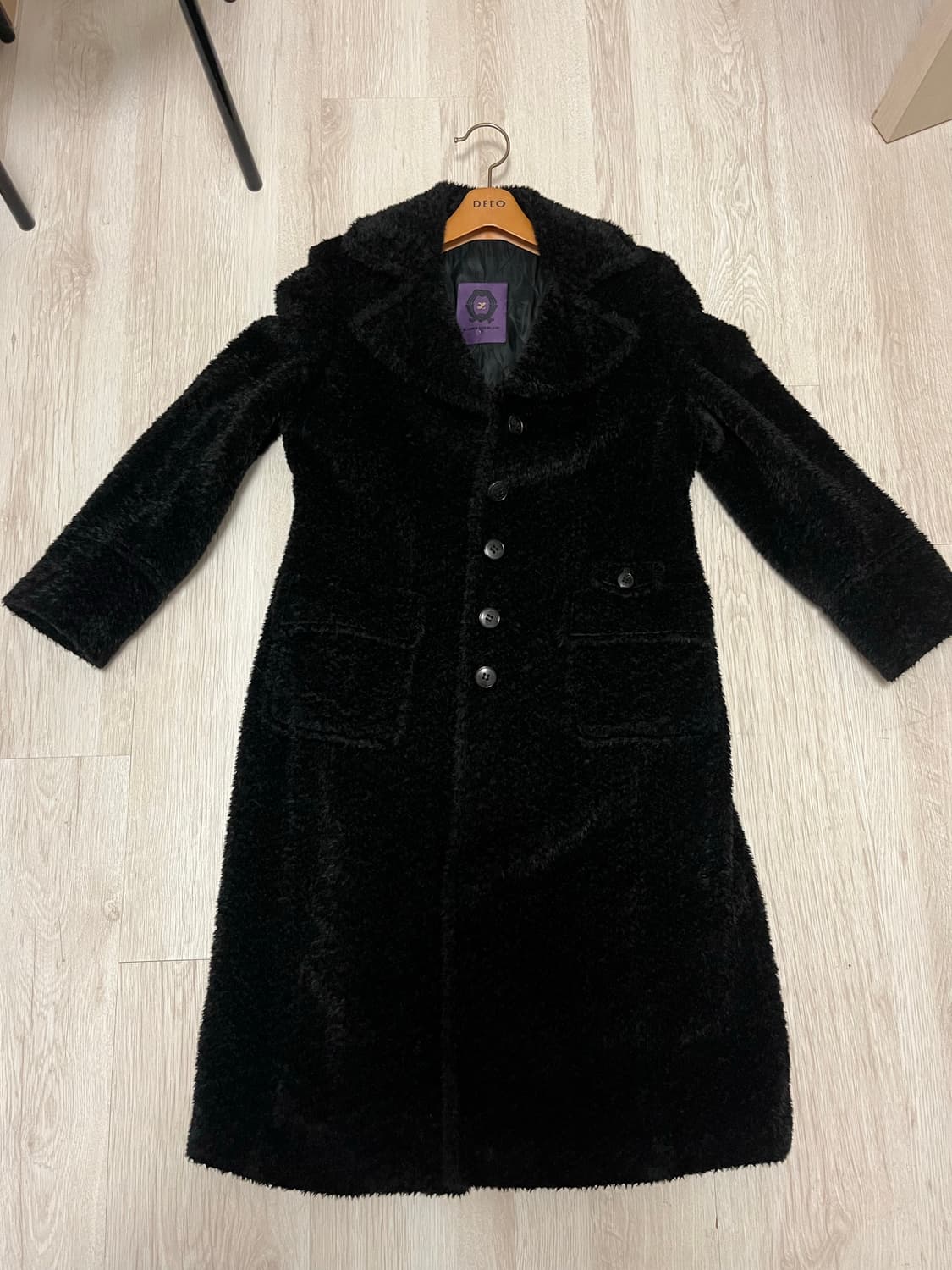 이탈리아 아뇨나 알파카 원단 블랙 롱 퍼 코트 상품이미지4