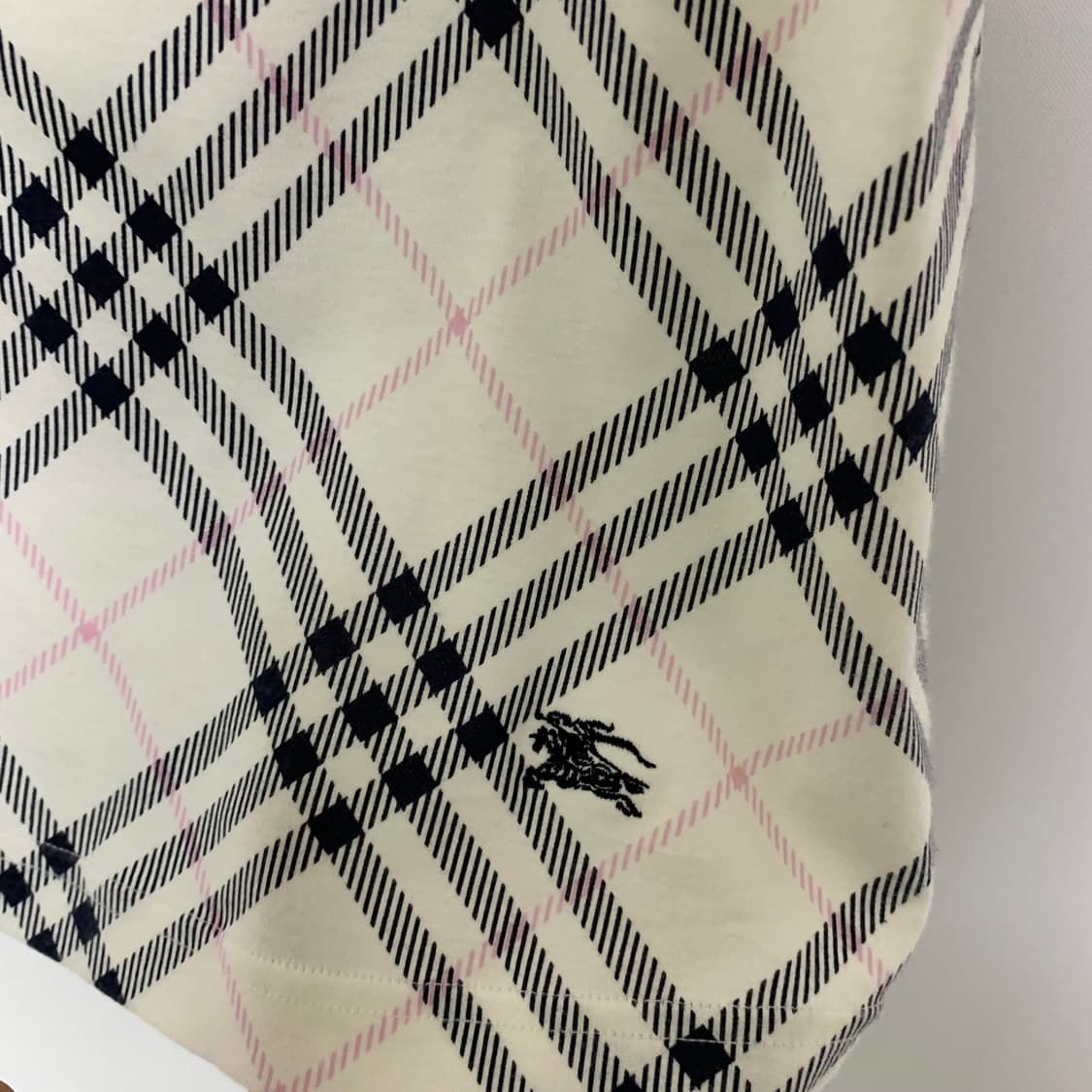 버버리 블루라벨 퍼프 소매 체크 패턴 반팔 블라우스 빈티지 티셔츠 상품이미지3