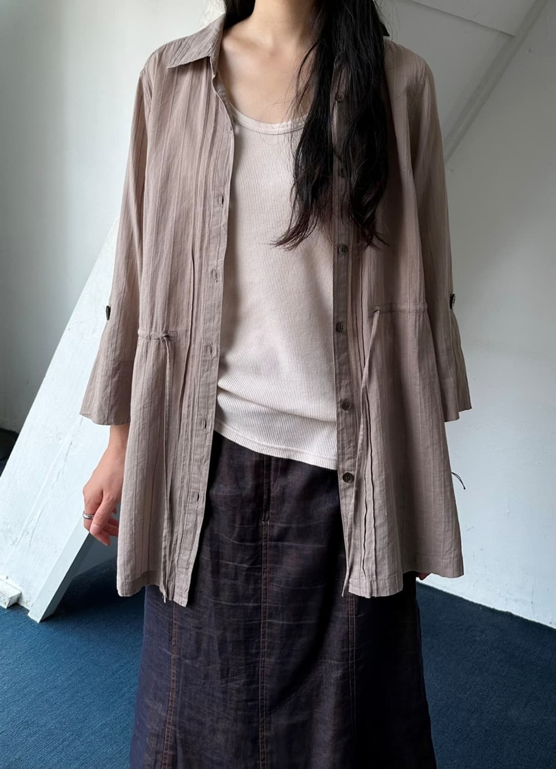 Light cotton stitch design loose shirt t 상품이미지8