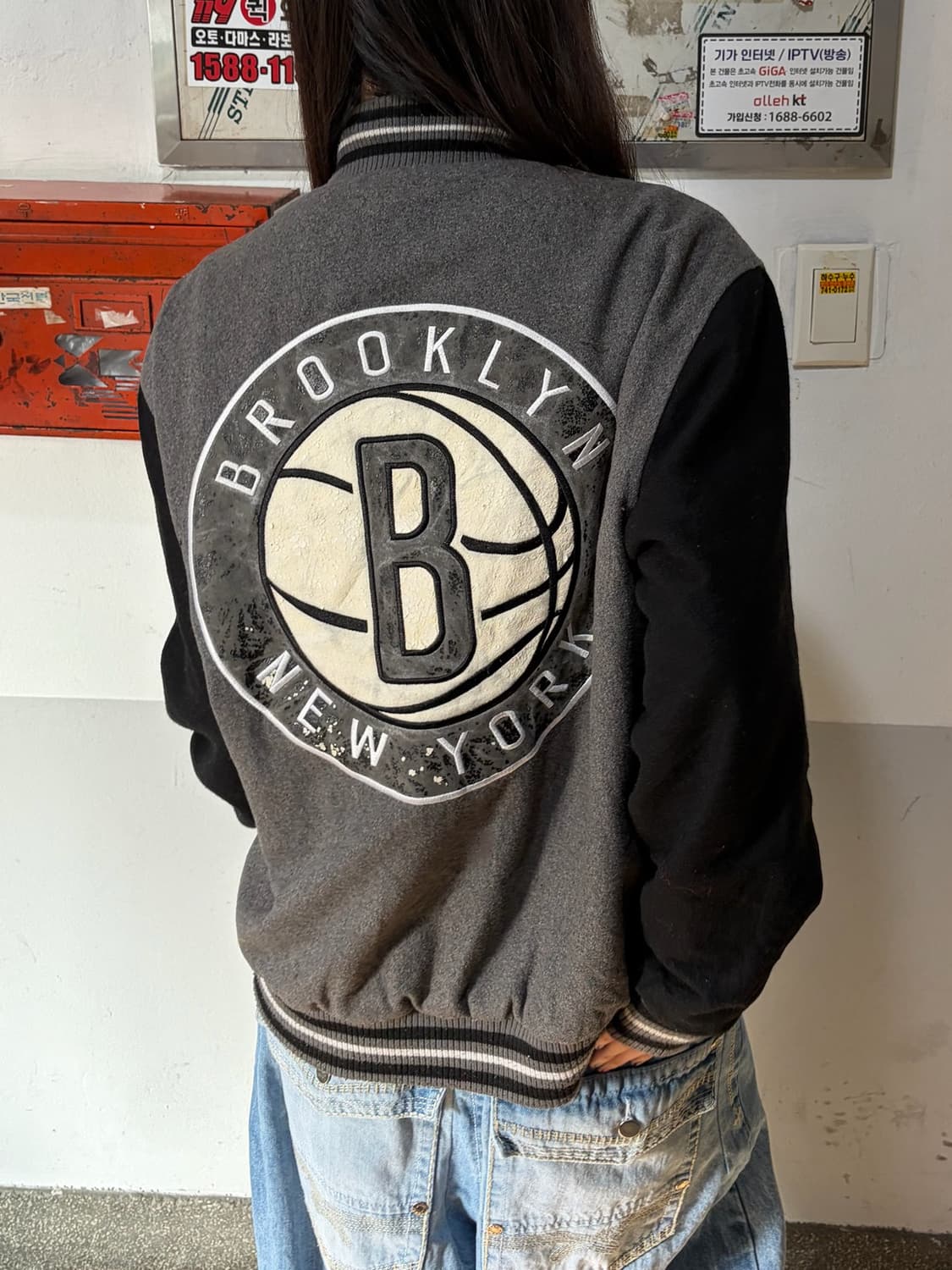 90s BROOKLYN NETS 올드스쿨 투톤 스타디움 자켓 상품이미지4