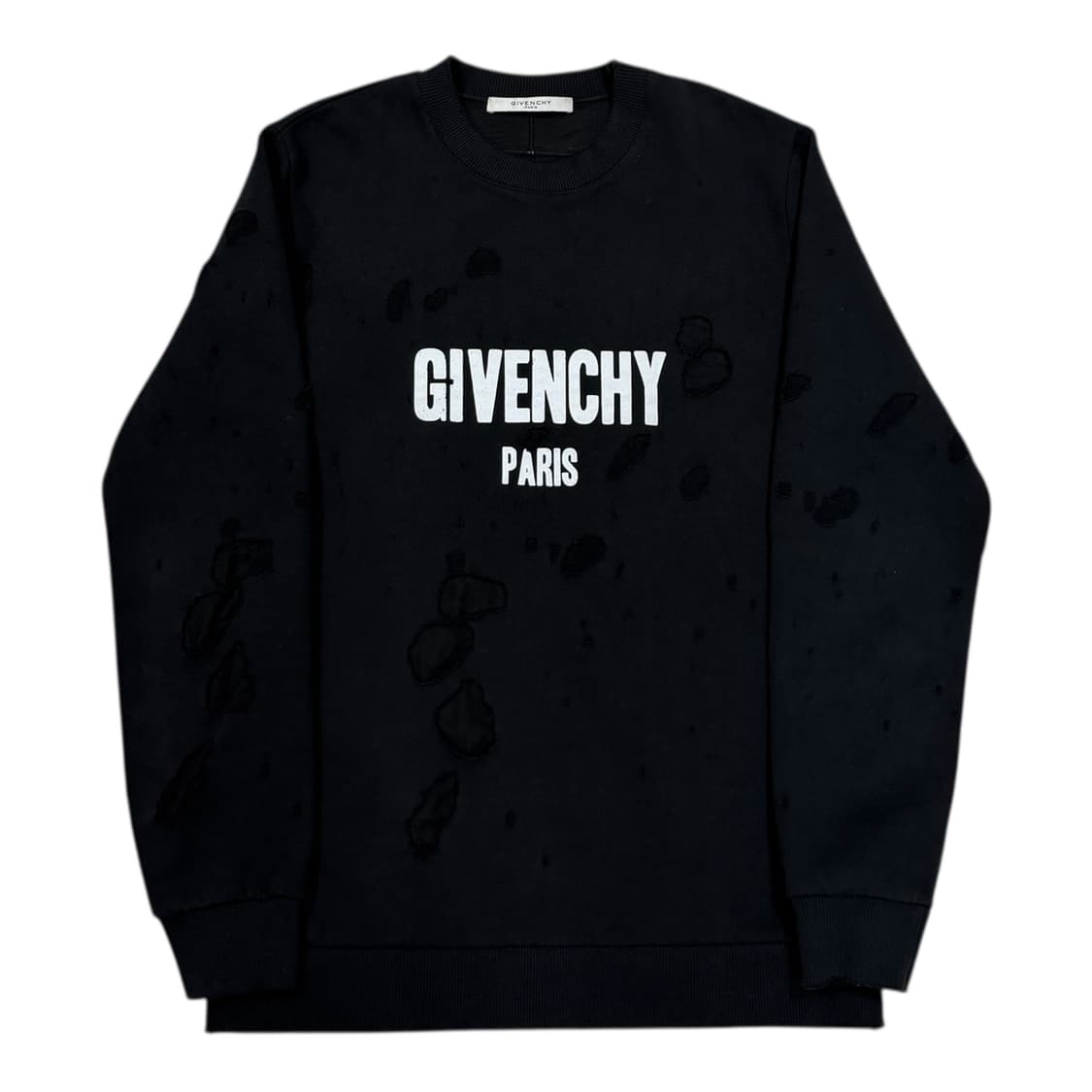 지방시 디스트레스드 로고 프린트 스웨트셔츠 맨투맨 블랙 S 상품이미지1