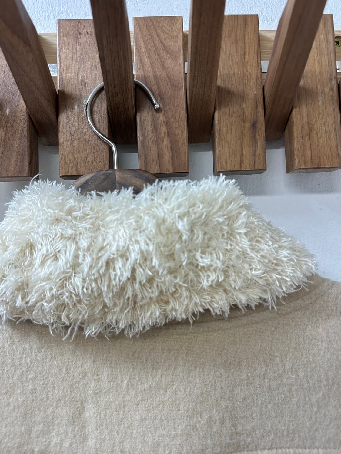 일본빈티지 mystic 베이지 퍼 하이넥 울 혼방 코트 상품이미지4