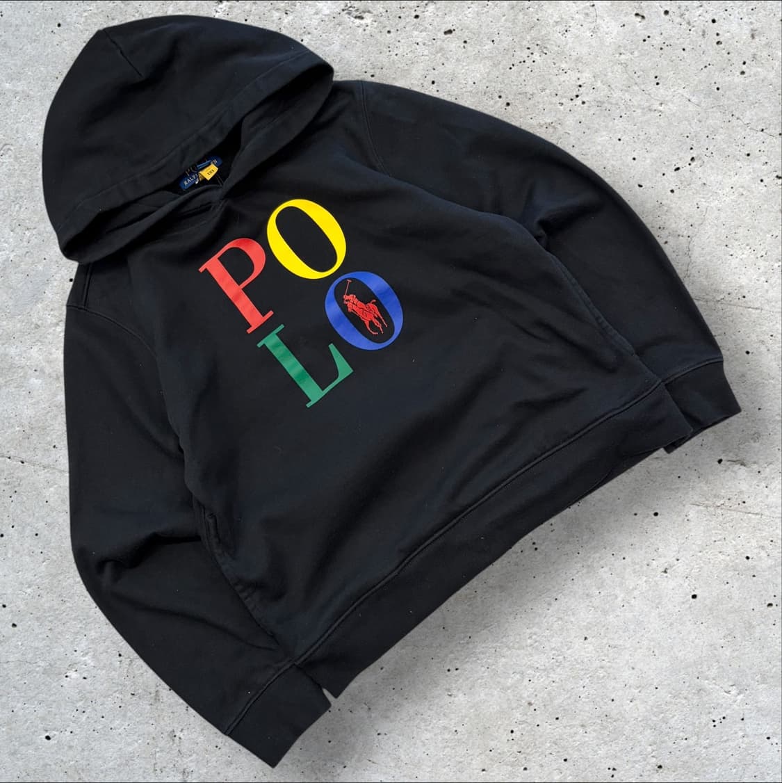 [L] 폴로 랄프로렌 키즈 블랙 컬러풀 빅 로고 후드티 B444 상품이미지1