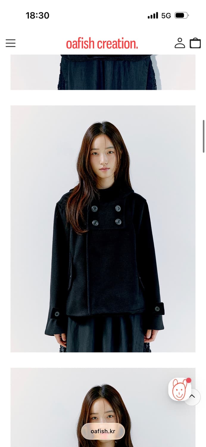 오피쉬 코트 QUAD BUTTON SHORT COAT, BLACK 상품이미지1