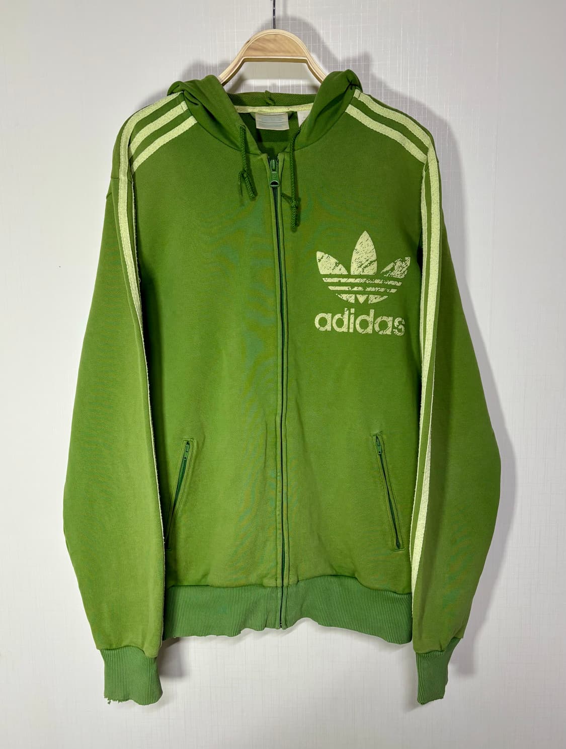 00s OLD ADIDAS 아디다스 후드 플락 져지 트랙탑 자켓 말차색 상품이미지3