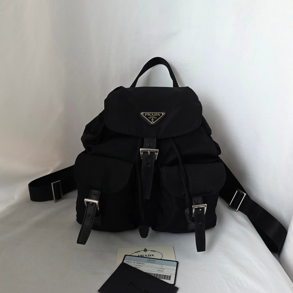 [정품 PRADA] 프라다 투포켓 나일론 빈티지백팩 스몰 상품이미지1