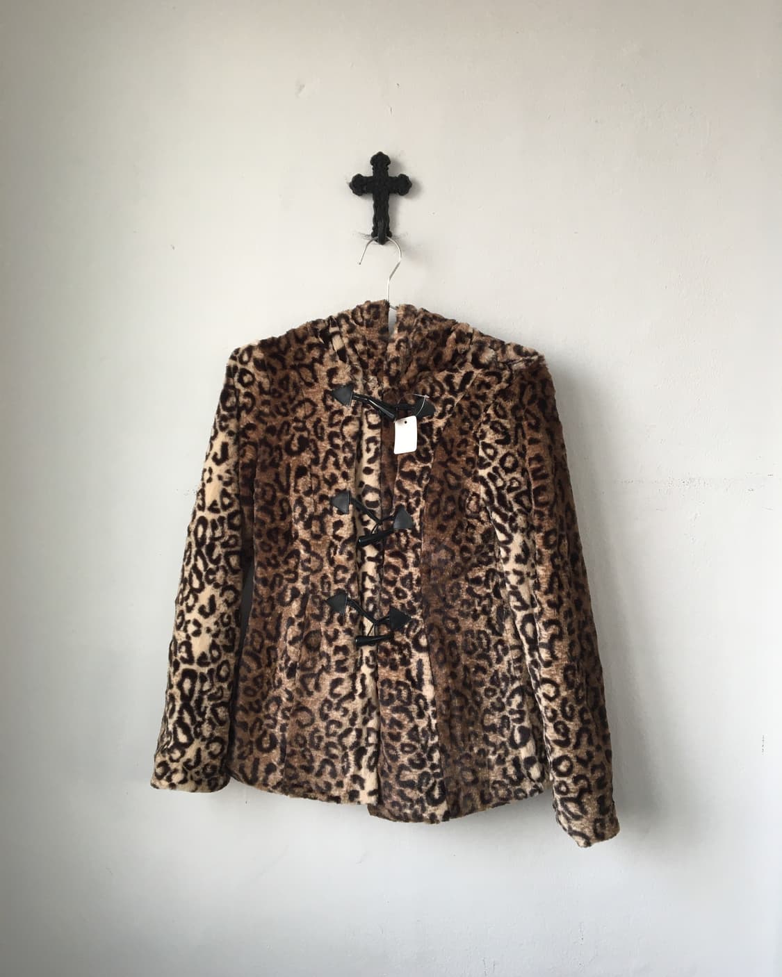 Fake fur leopard pattern duffle button h 상품이미지2