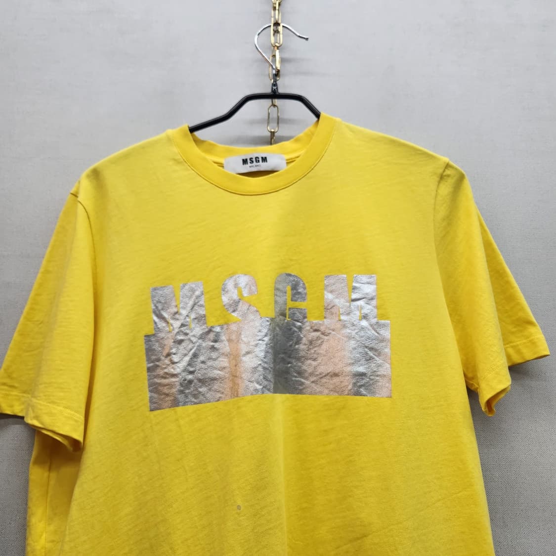 MSGM 실버 메탈릭 로고 반팔티 M 상품이미지2