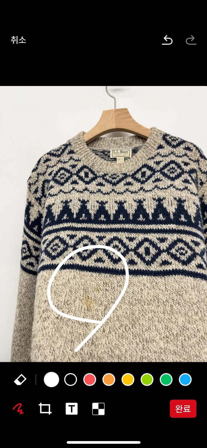 90s L.L.Bean 노르딕 패턴 니트 스웨터(made in usa) 상품이미지4