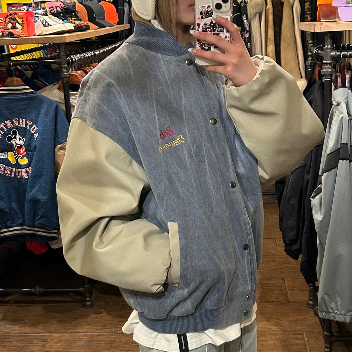 [HI] VTG 데님 바시티 자켓 세이지블루 상품이미지3